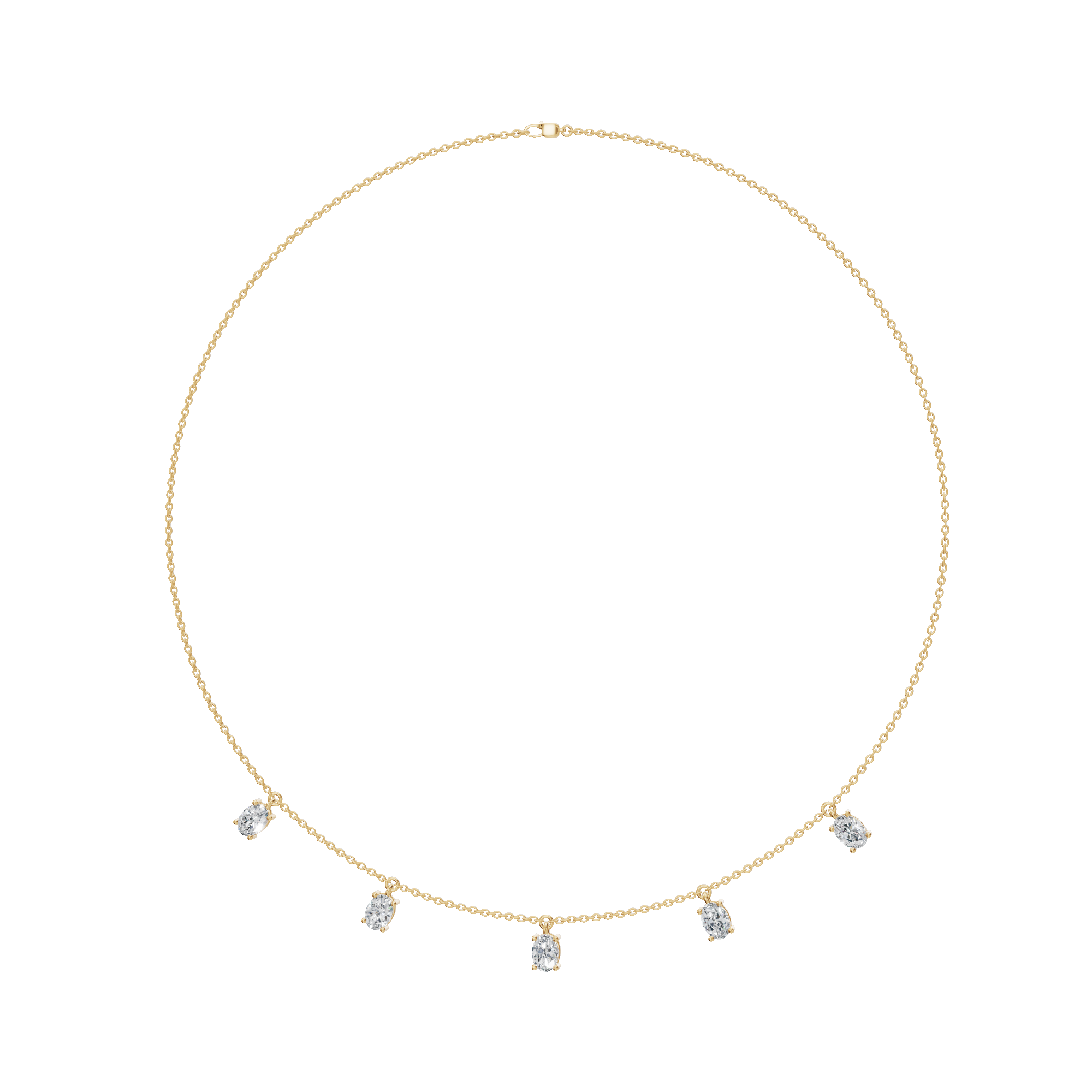 2.20 CTW Oval Diamond Necklace – Minimalist Station Drop Design