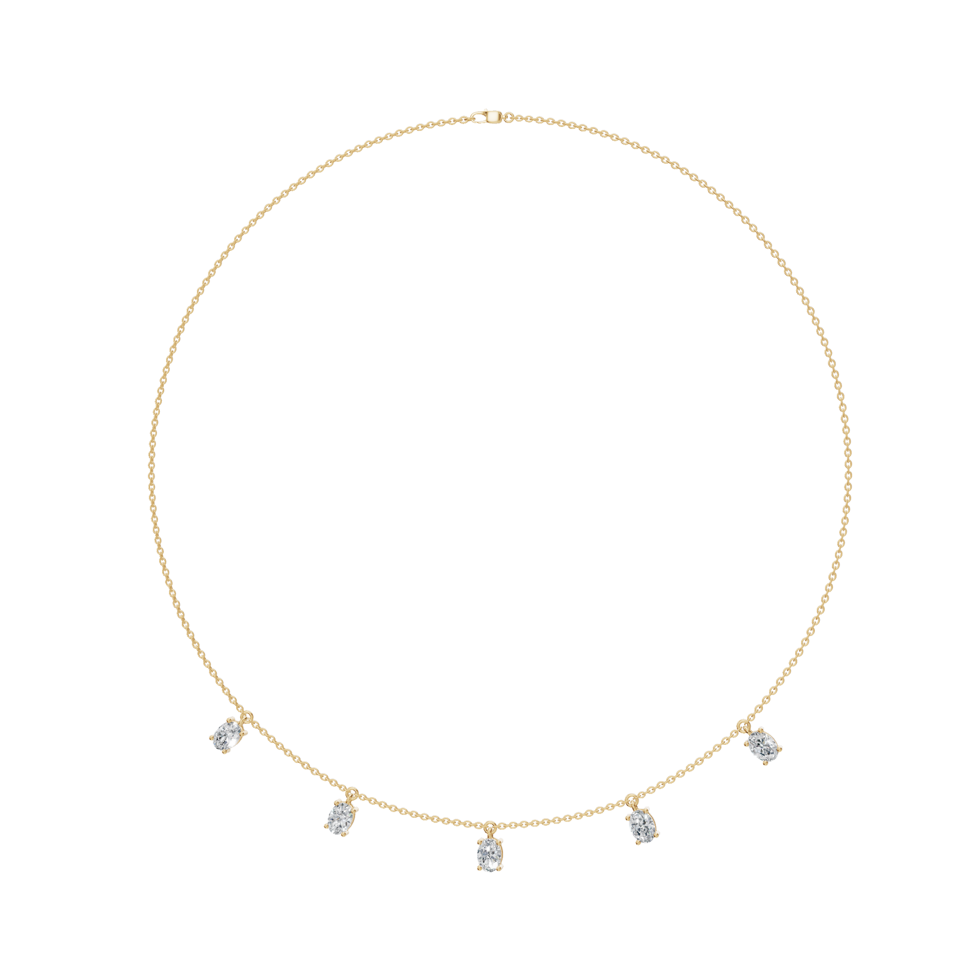 2.20 CTW Oval Diamond Necklace – Minimalist Station Drop Design
