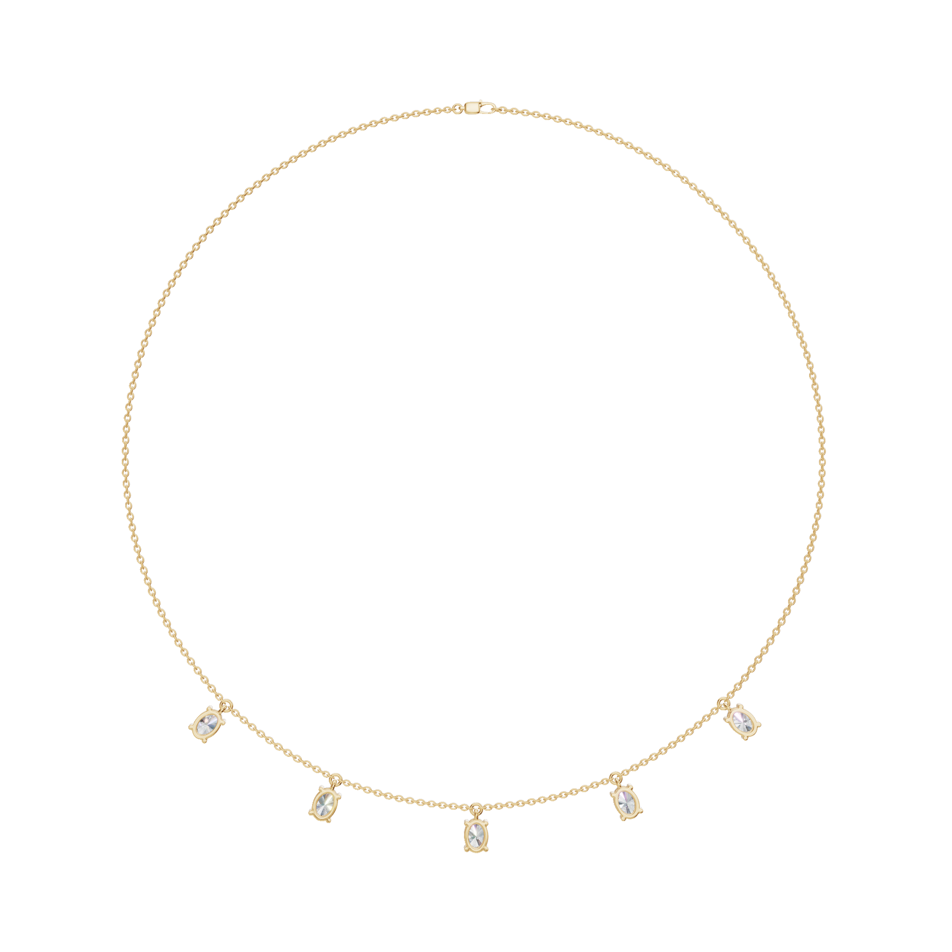 2.20 CTW Oval Diamond Necklace – Minimalist Station Drop Design
