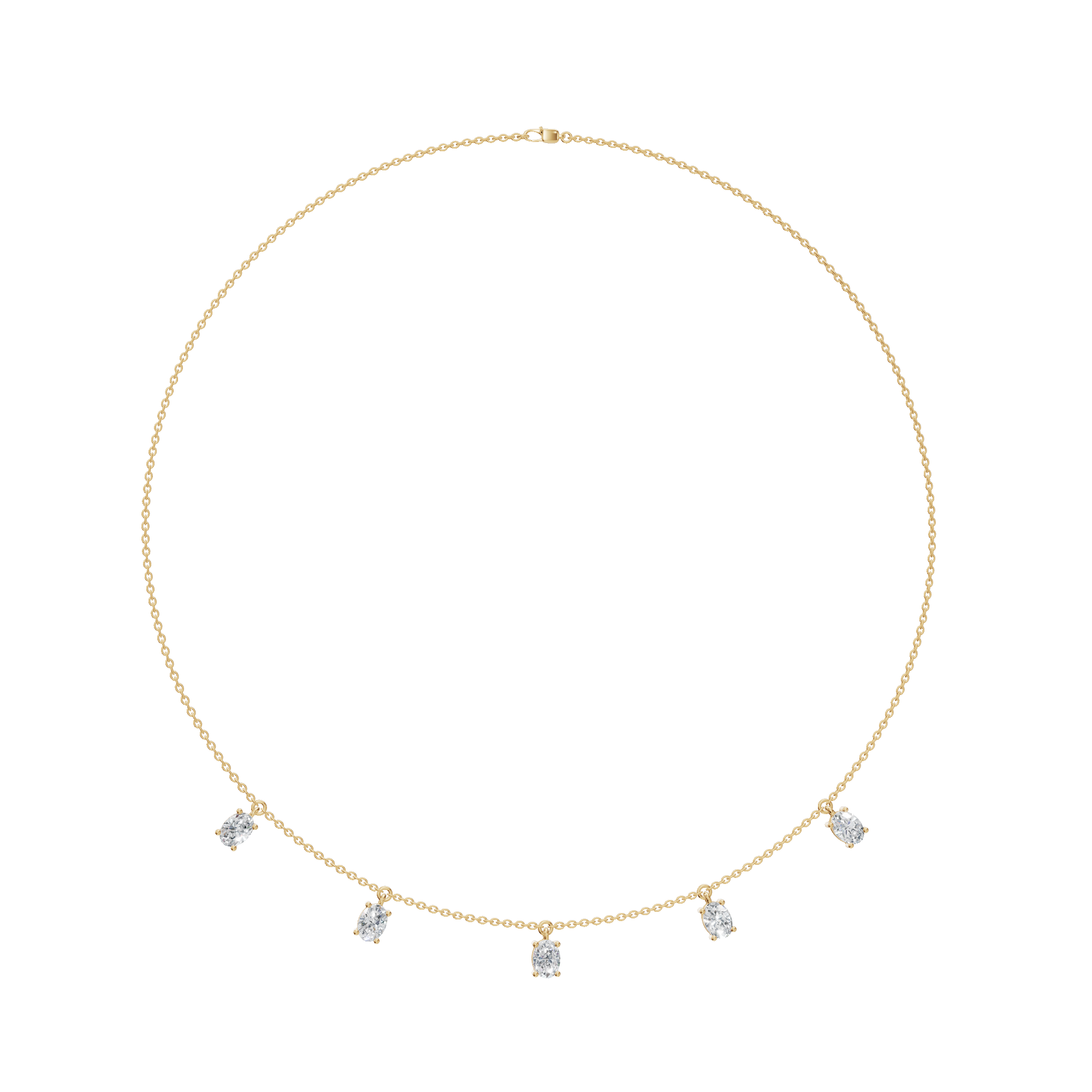 2.20 CTW Oval Diamond Necklace – Minimalist Station Drop Design
