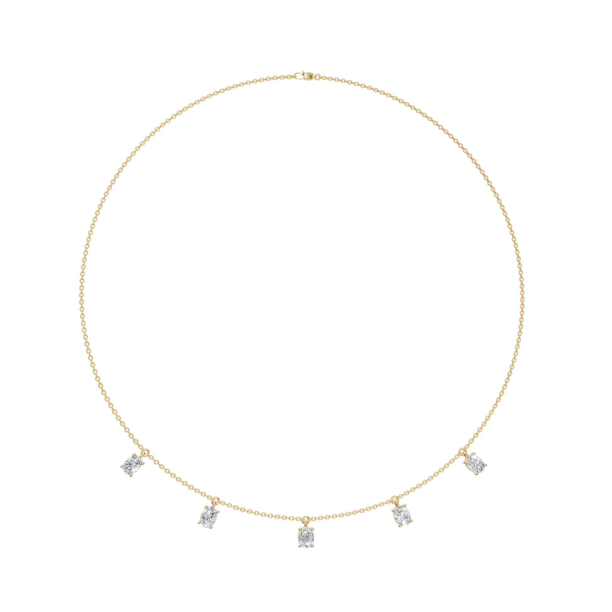 2.20 CTW Oval Diamond Necklace – Minimalist Station Drop Design
