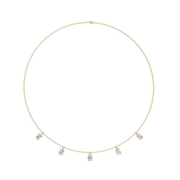 Oval Cut Lab-Grown Diamond Floating Diamond Chain Necklace