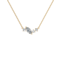 Harmony Round & Marquise Cut Lab Diamond Statement Cluster Necklace In Solid Gold