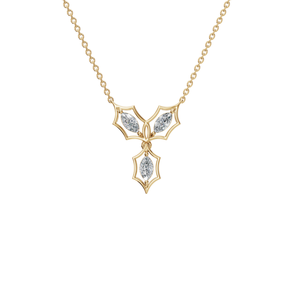 0.58 Ctw Marquise Cut Diamond Floral Solid Gold Pendant Necklace