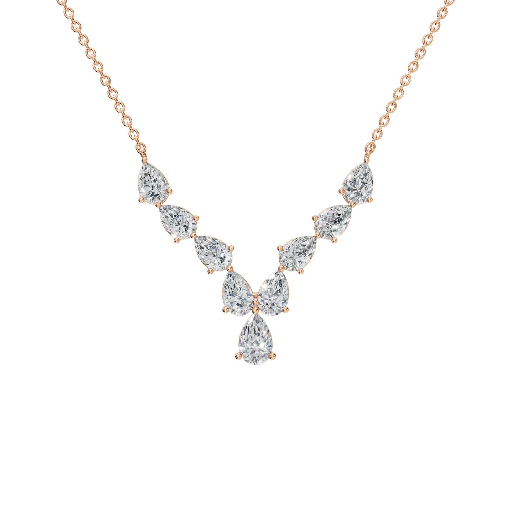 2.92Ctw Pear Shape Diamond Solid Gold Necklace for Women