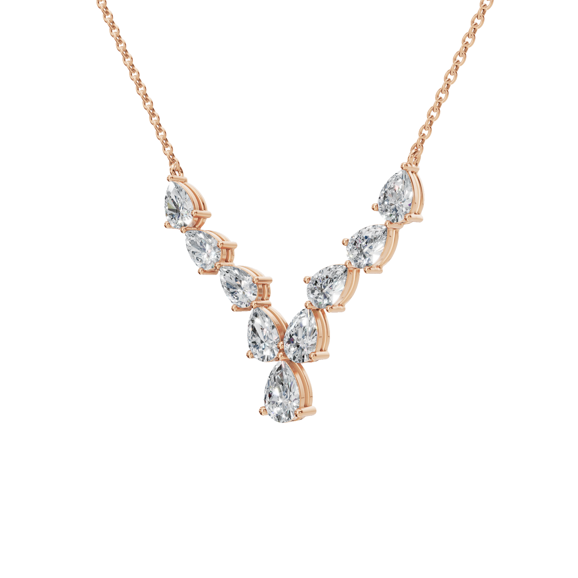 2.92Ctw Pear Shape Diamond Solid Gold Necklace for Women