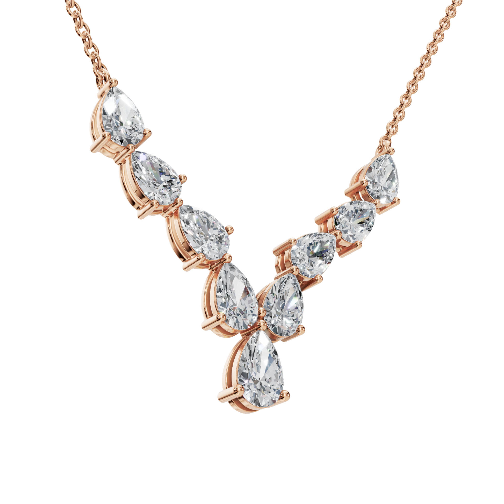 2.92Ctw Pear Shape Diamond Solid Gold Necklace for Women