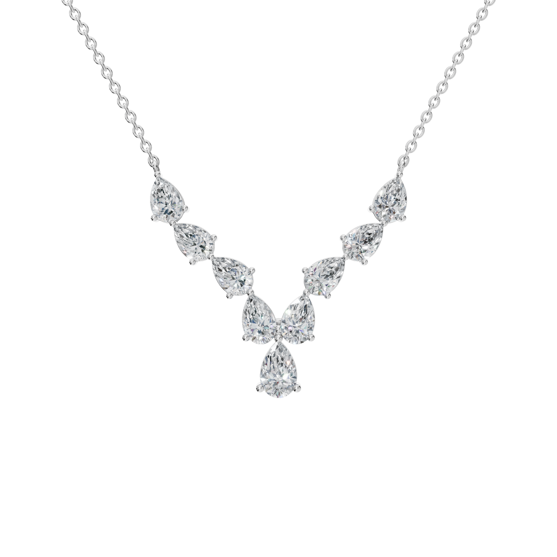 2.92Ctw Pear Shape Diamond Solid Gold Necklace for Women