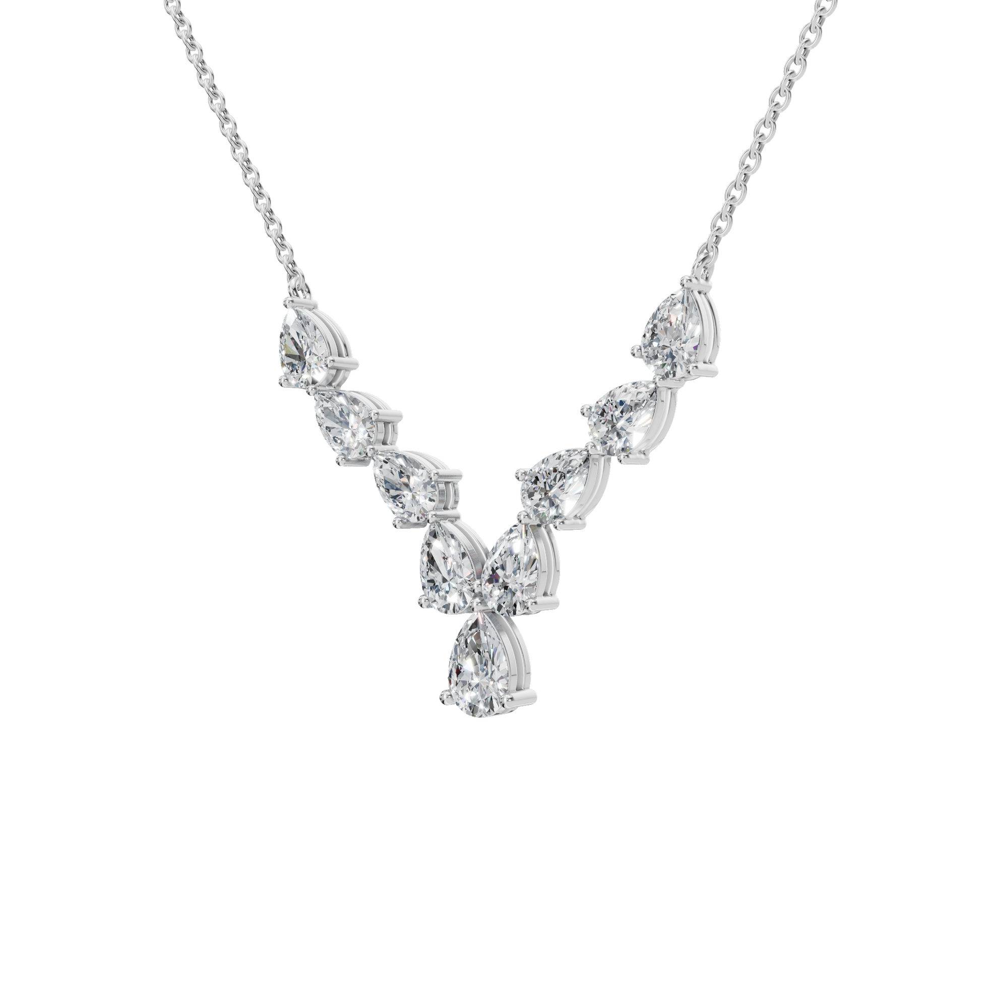 2.92Ctw Pear Shape Diamond Solid Gold Necklace for Women