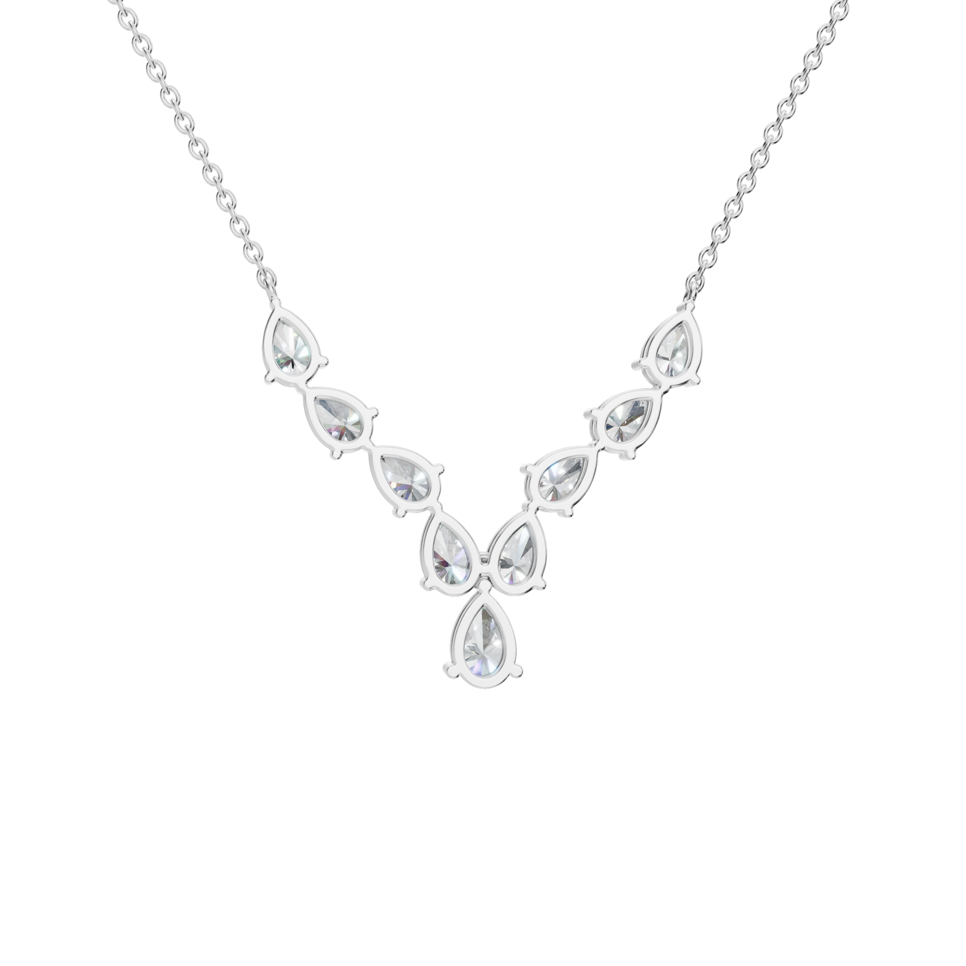 2.92Ctw Pear Shape Diamond Solid Gold Necklace for Women