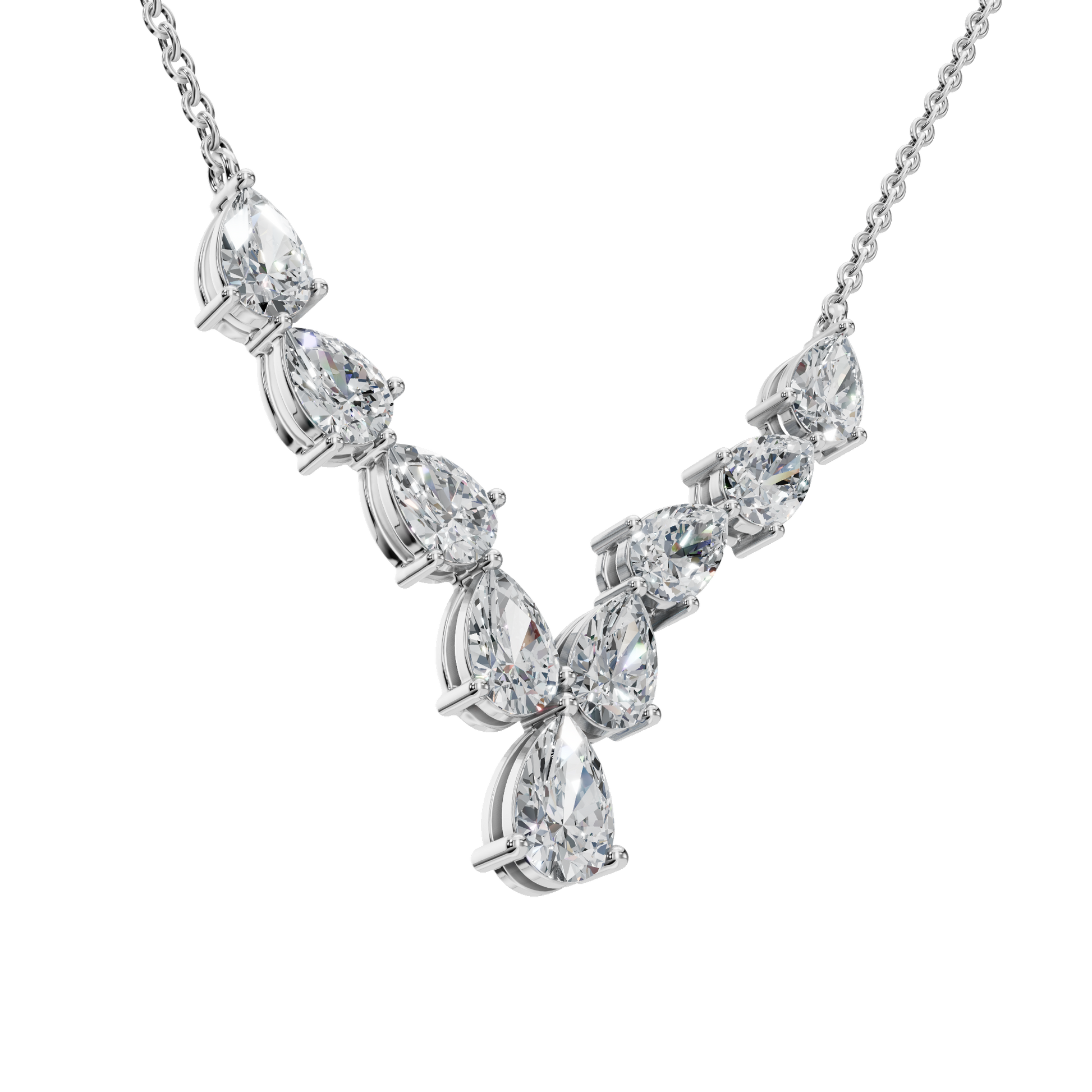 2.92Ctw Pear Shape Diamond Solid Gold Necklace for Women