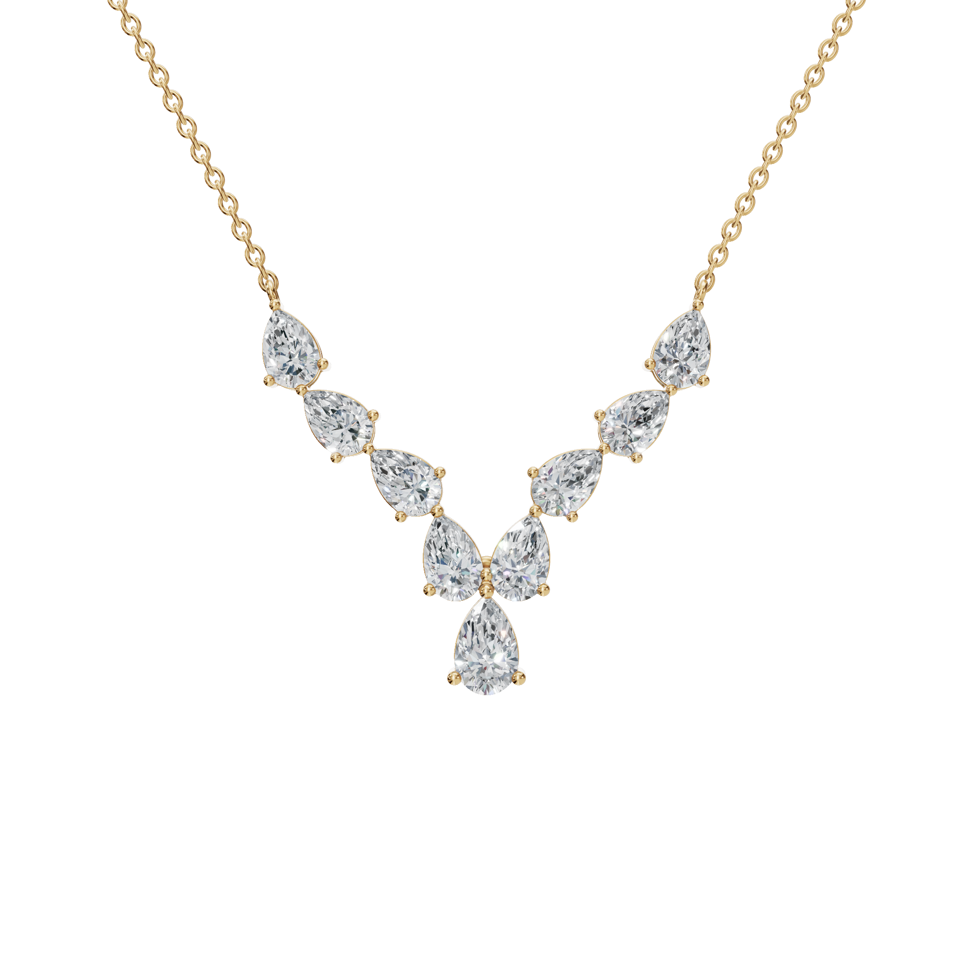 2.92Ctw Pear Shape Diamond Solid Gold Necklace for Women