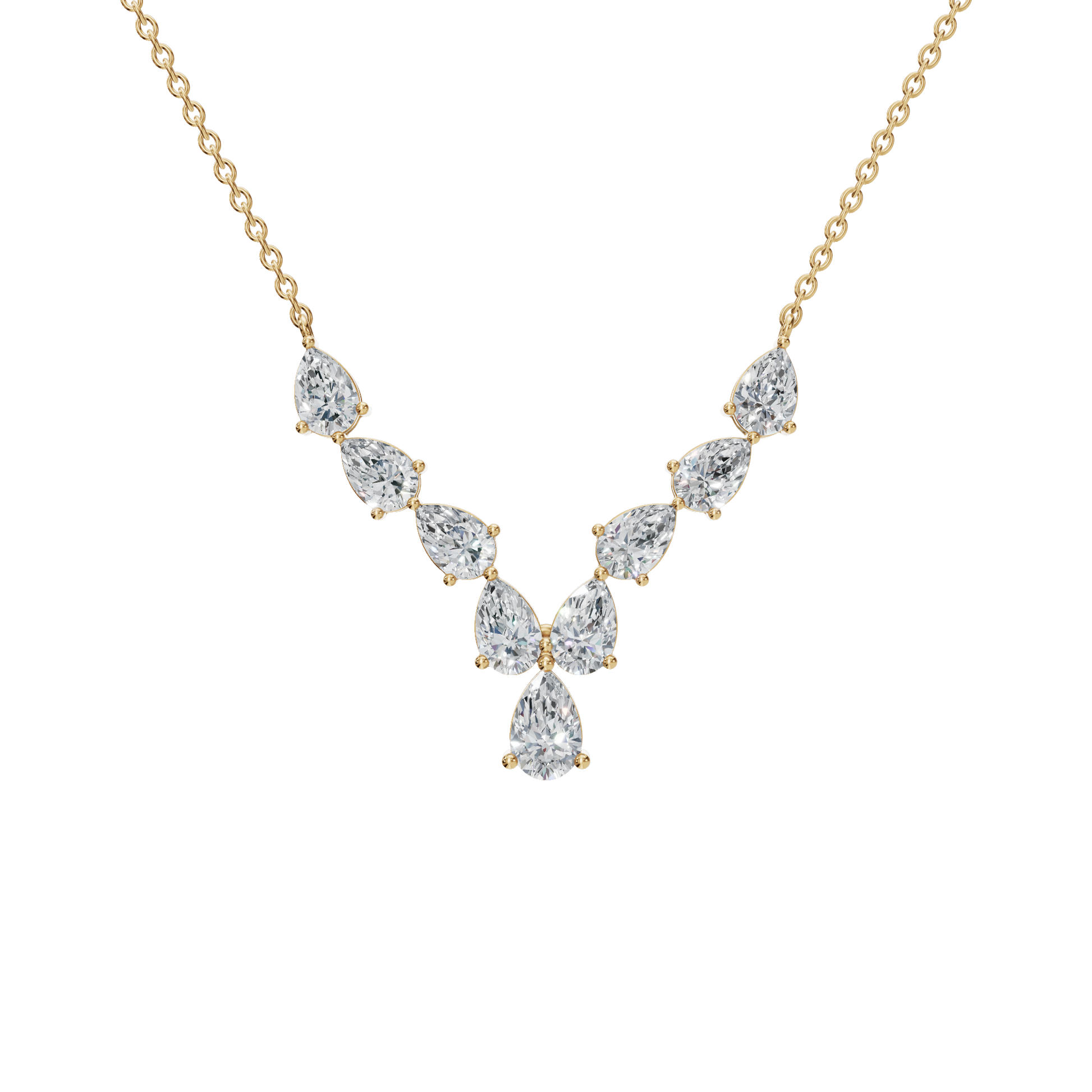 2.92Ctw Pear Shape Diamond Solid Gold Necklace for Women