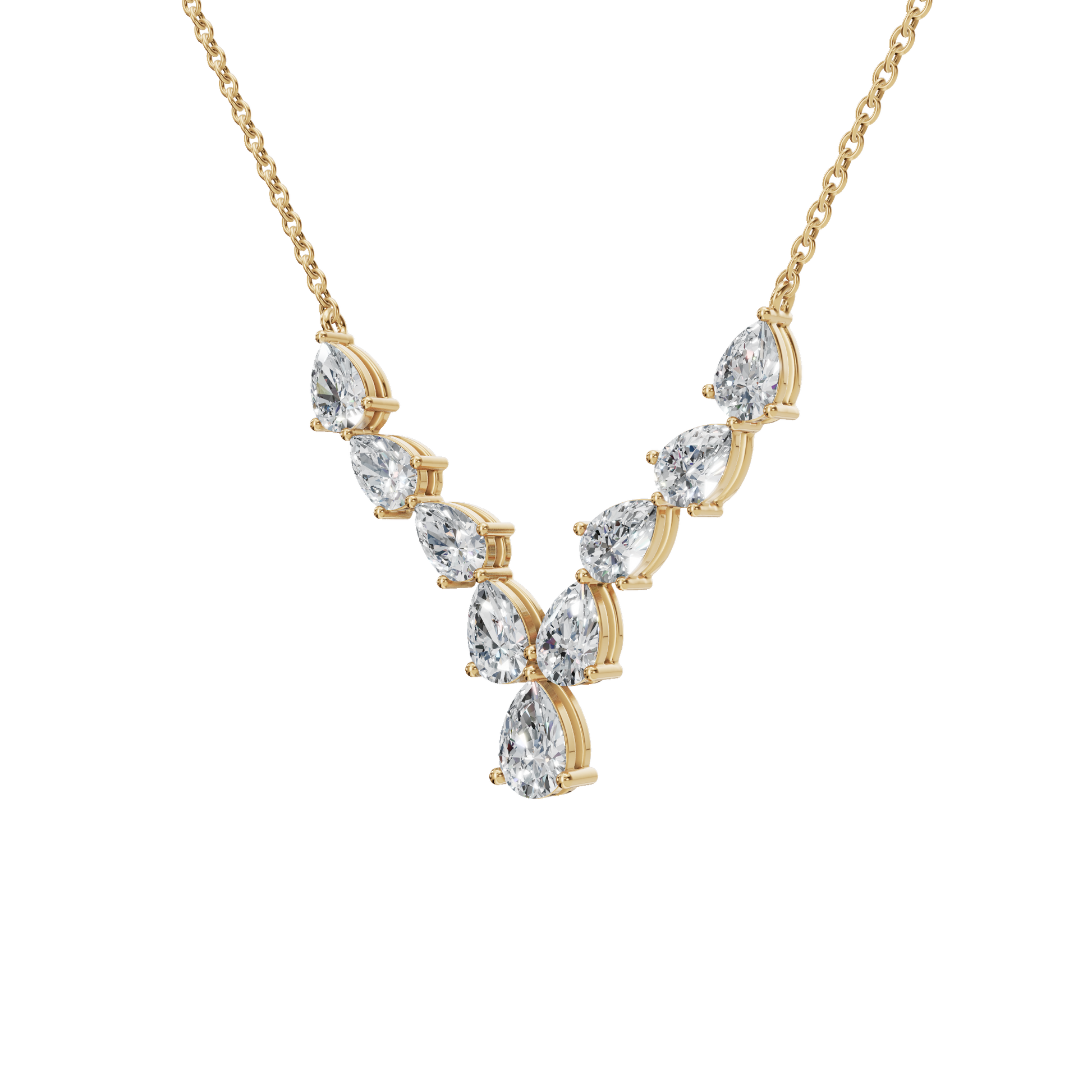 2.92Ctw Pear Shape Diamond Solid Gold Necklace for Women