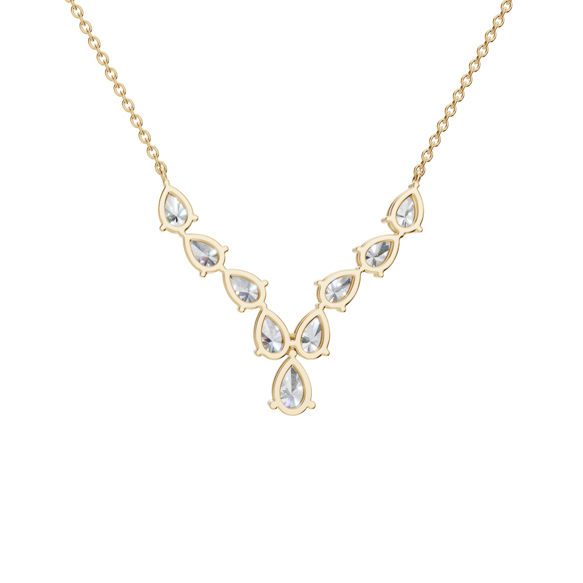 2.92Ctw Pear Shape Diamond Solid Gold Necklace for Women