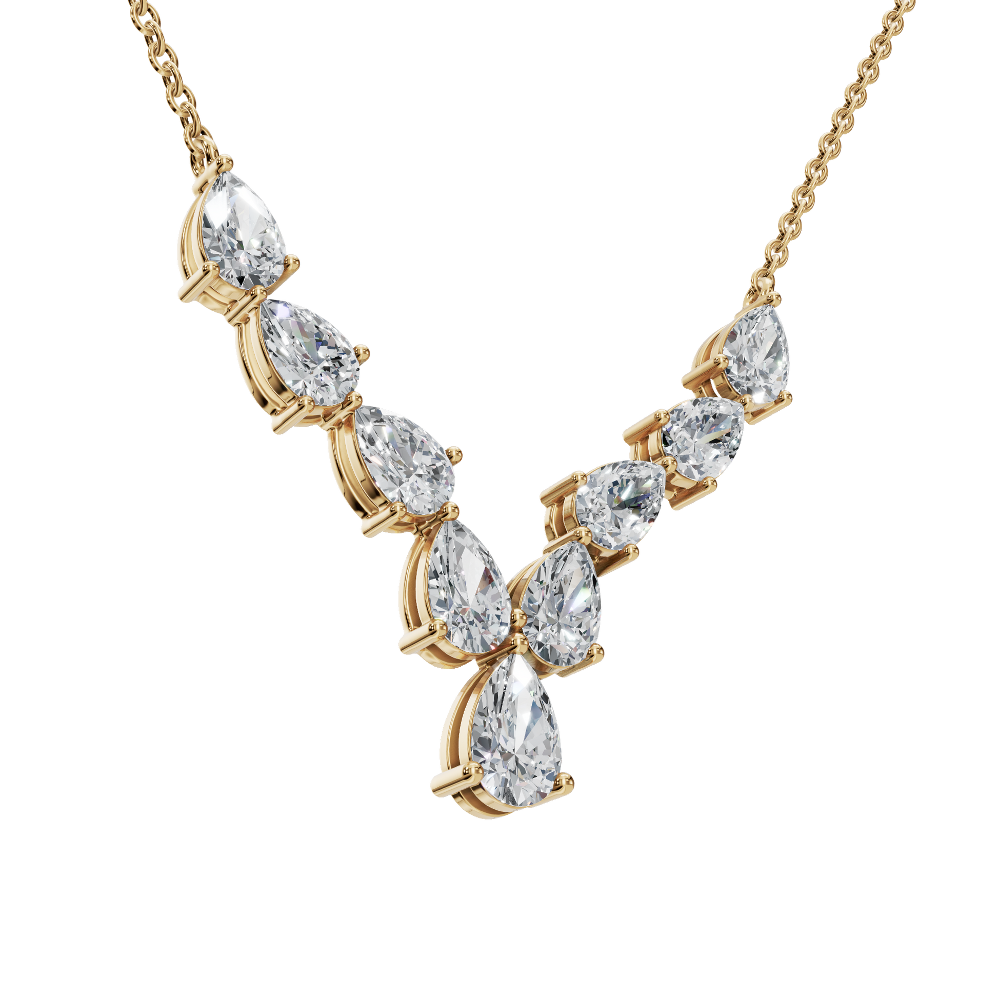 2.92Ctw Pear Shape Diamond Solid Gold Necklace for Women