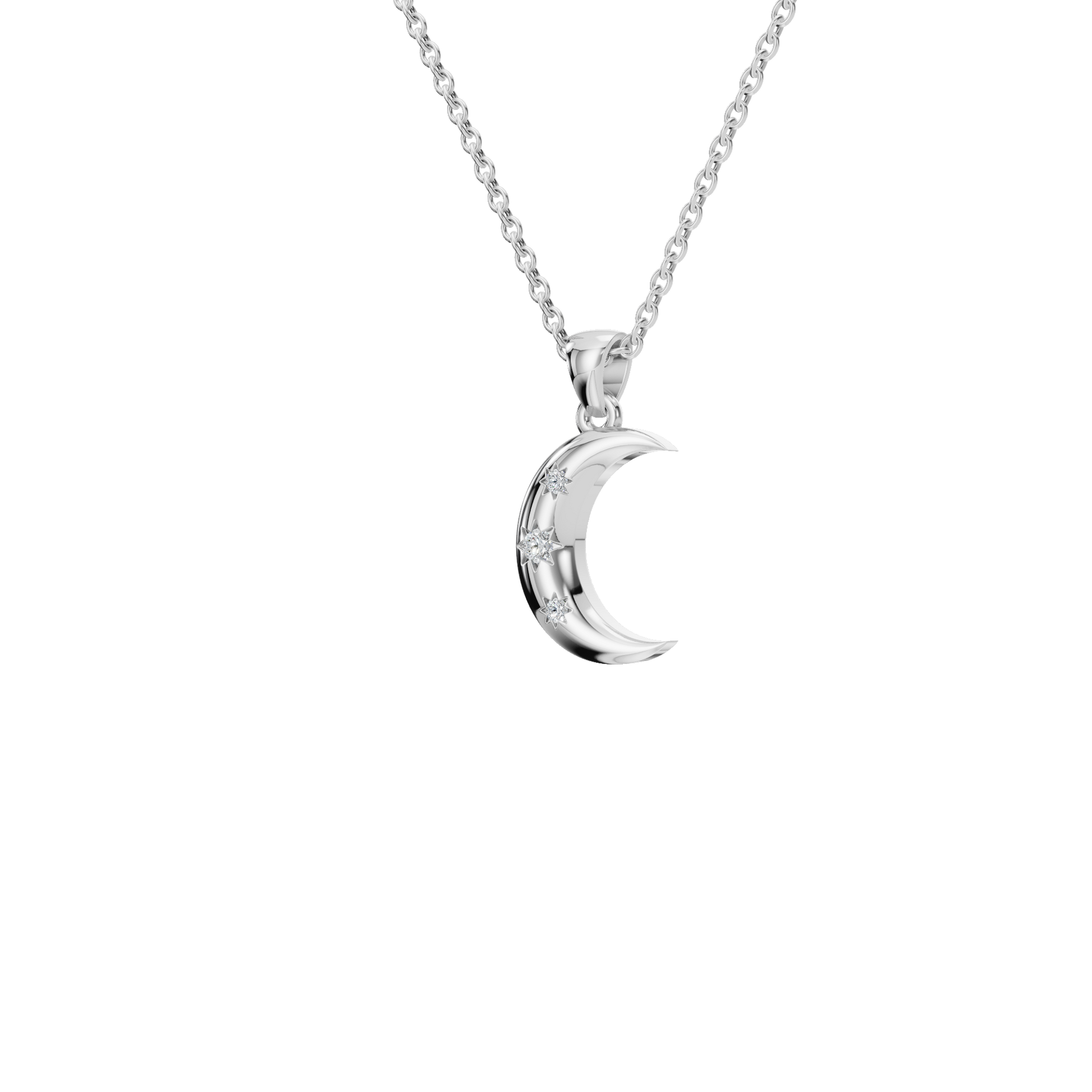 Eternal Moonlight Lab Grown Diamond Crescent Necklace – Romantic USA Jewelry