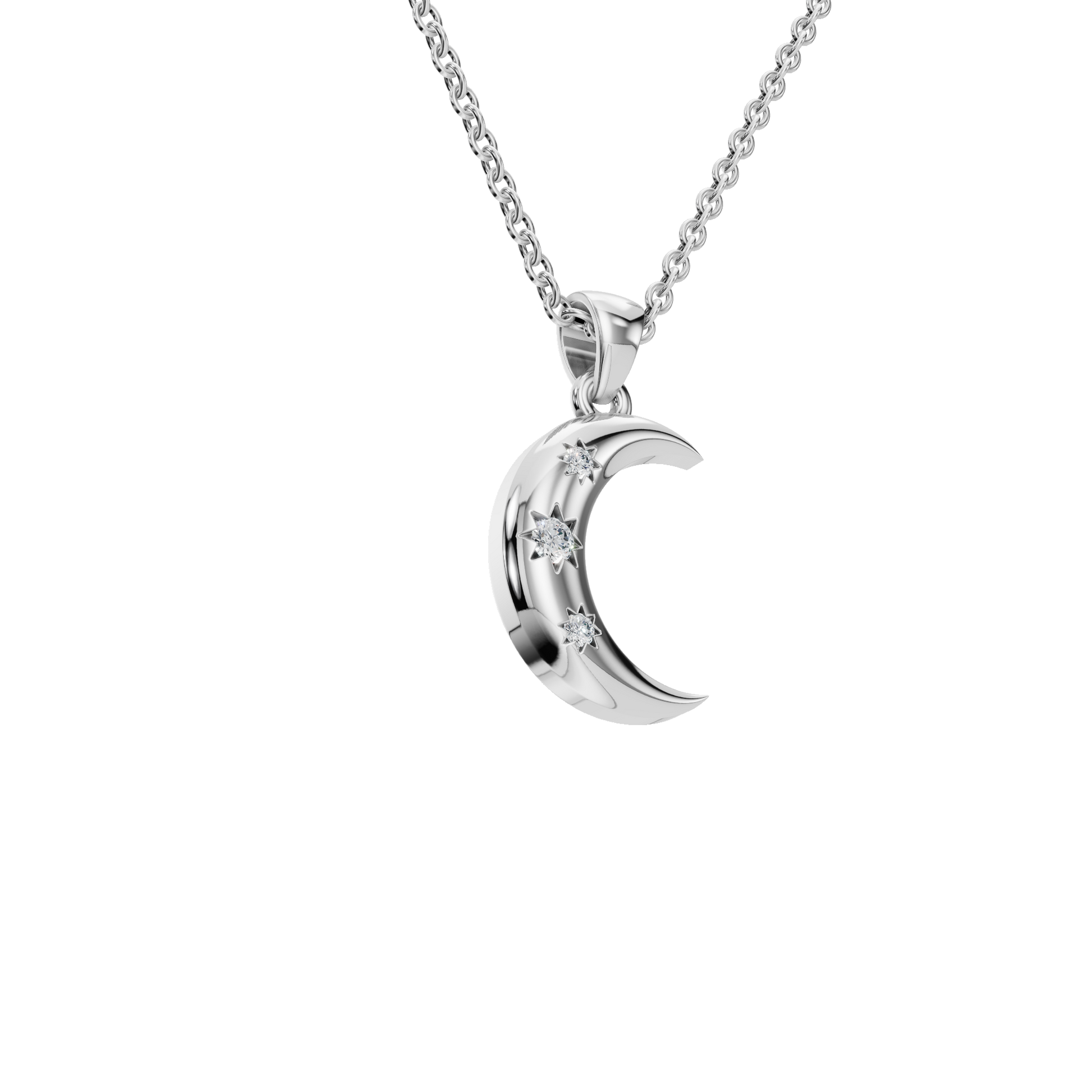 Eternal Moonlight Lab Grown Diamond Crescent Necklace – Romantic USA Jewelry