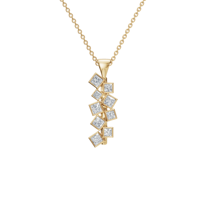 Lab-Grown Diamond Cluster Pendant, Geometric Necklace