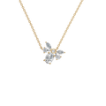 Multi Shape Diamond Prong Set Floral Necklace In Solid Gold