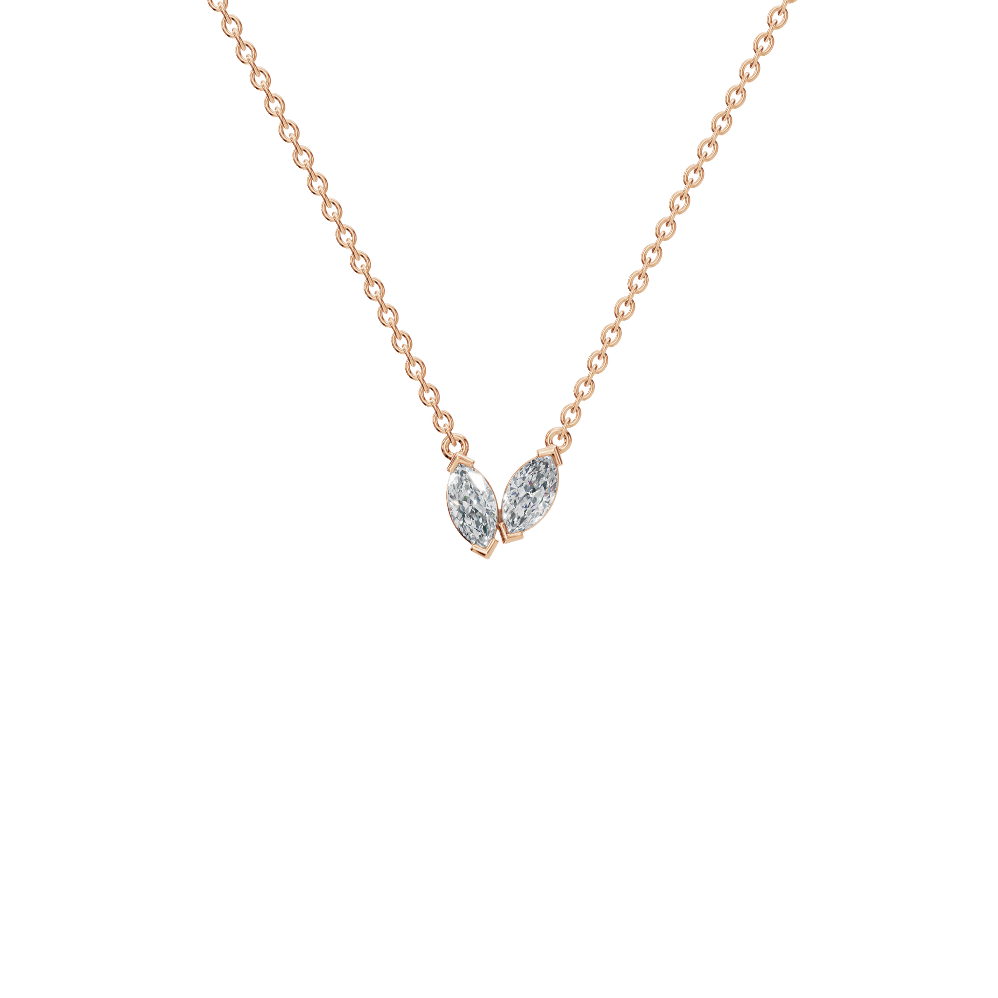 Twin Marquise Whisper Lab Grown Diamond Gold Pendant Necklace