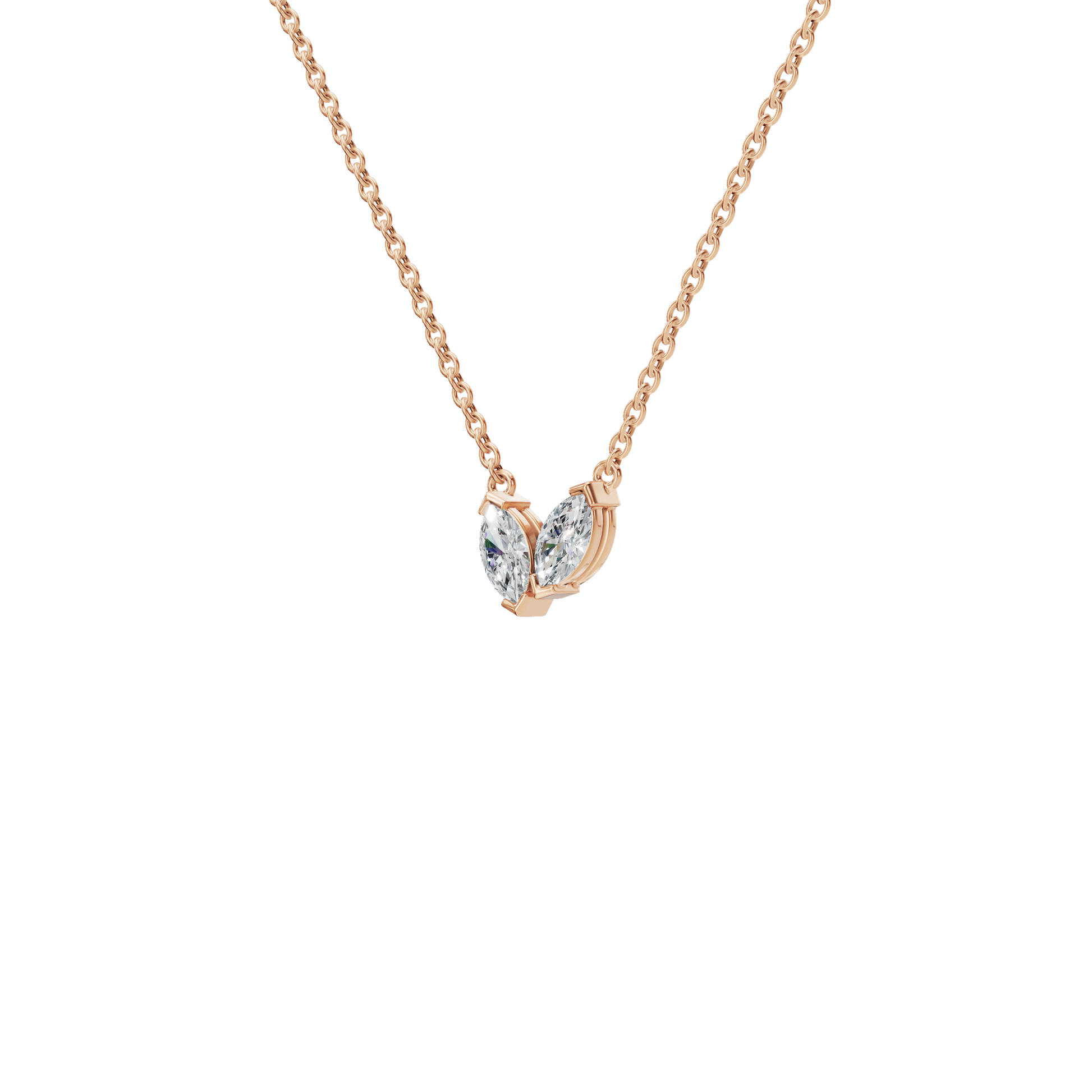 Twin Marquise Whisper Lab Grown Diamond Gold Pendant Necklace