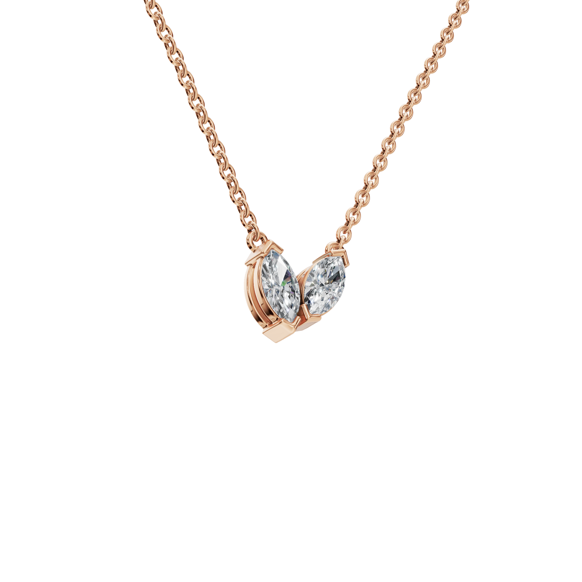 Twin Marquise Whisper Lab Grown Diamond Gold Pendant Necklace