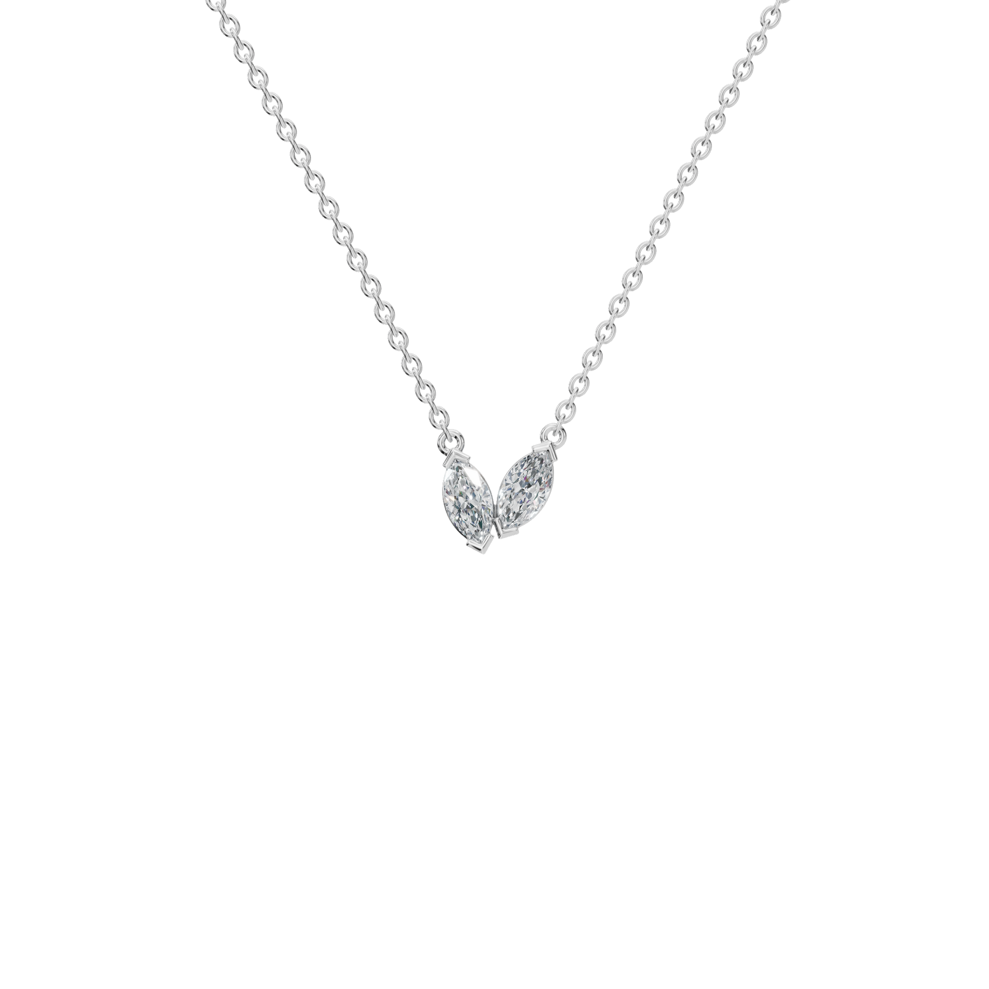 Twin Marquise Whisper Lab Grown Diamond Gold Pendant Necklace