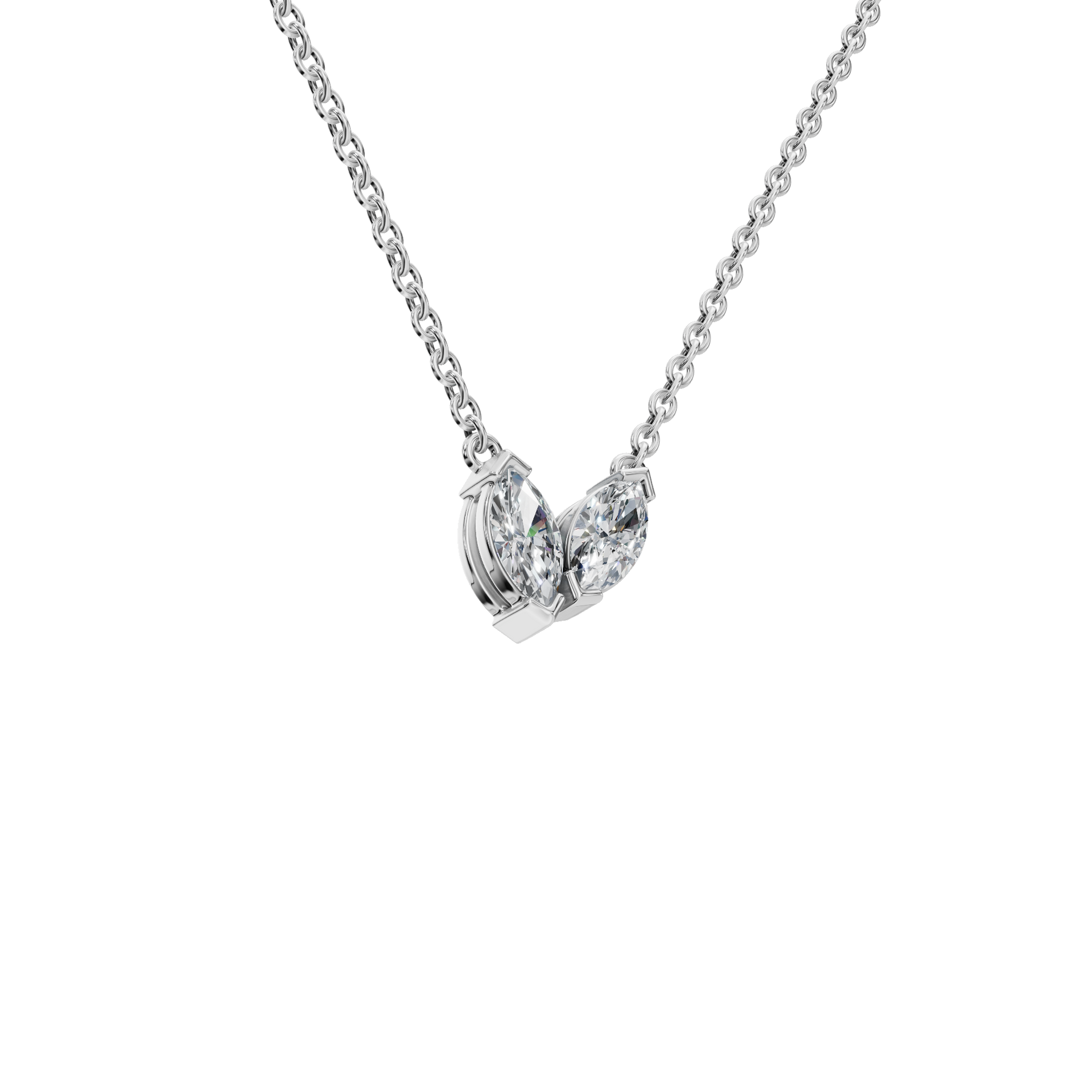 Twin Marquise Whisper Lab Grown Diamond Gold Pendant Necklace