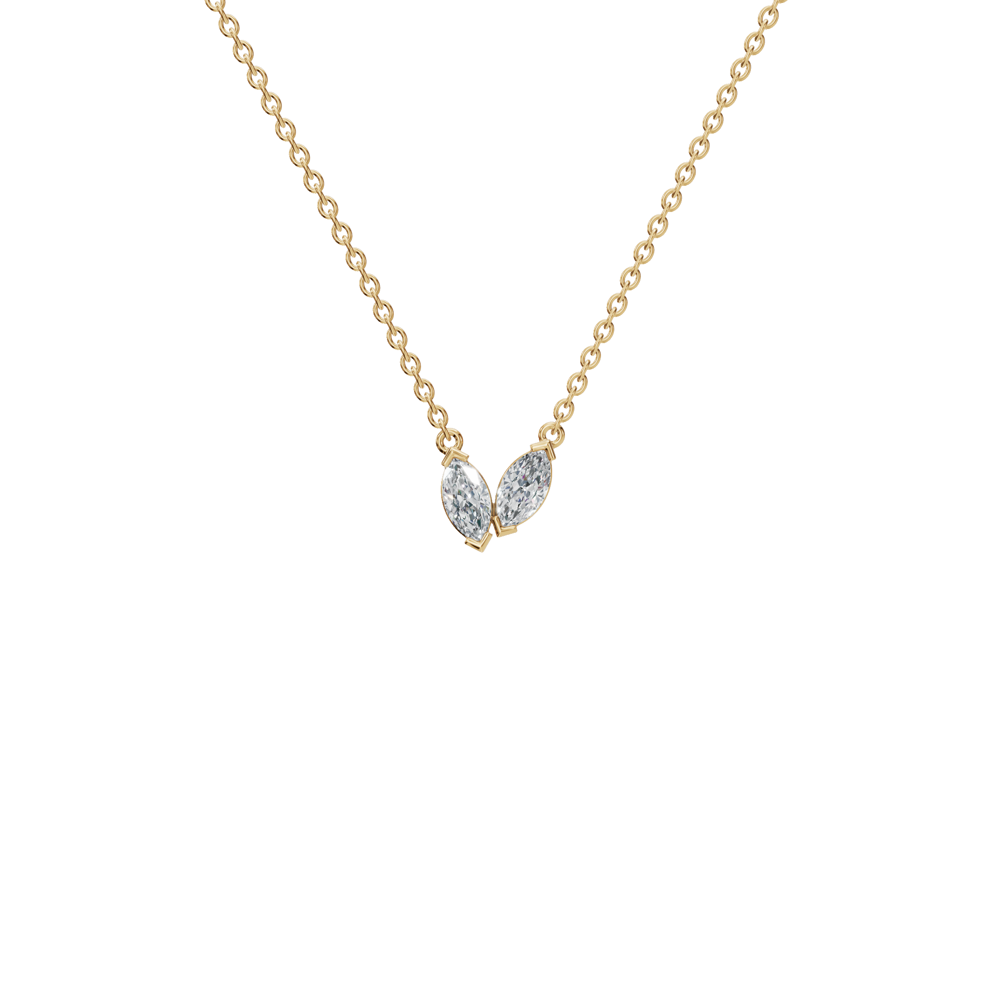 Twin Marquise Whisper Lab Grown Diamond Gold Pendant Necklace