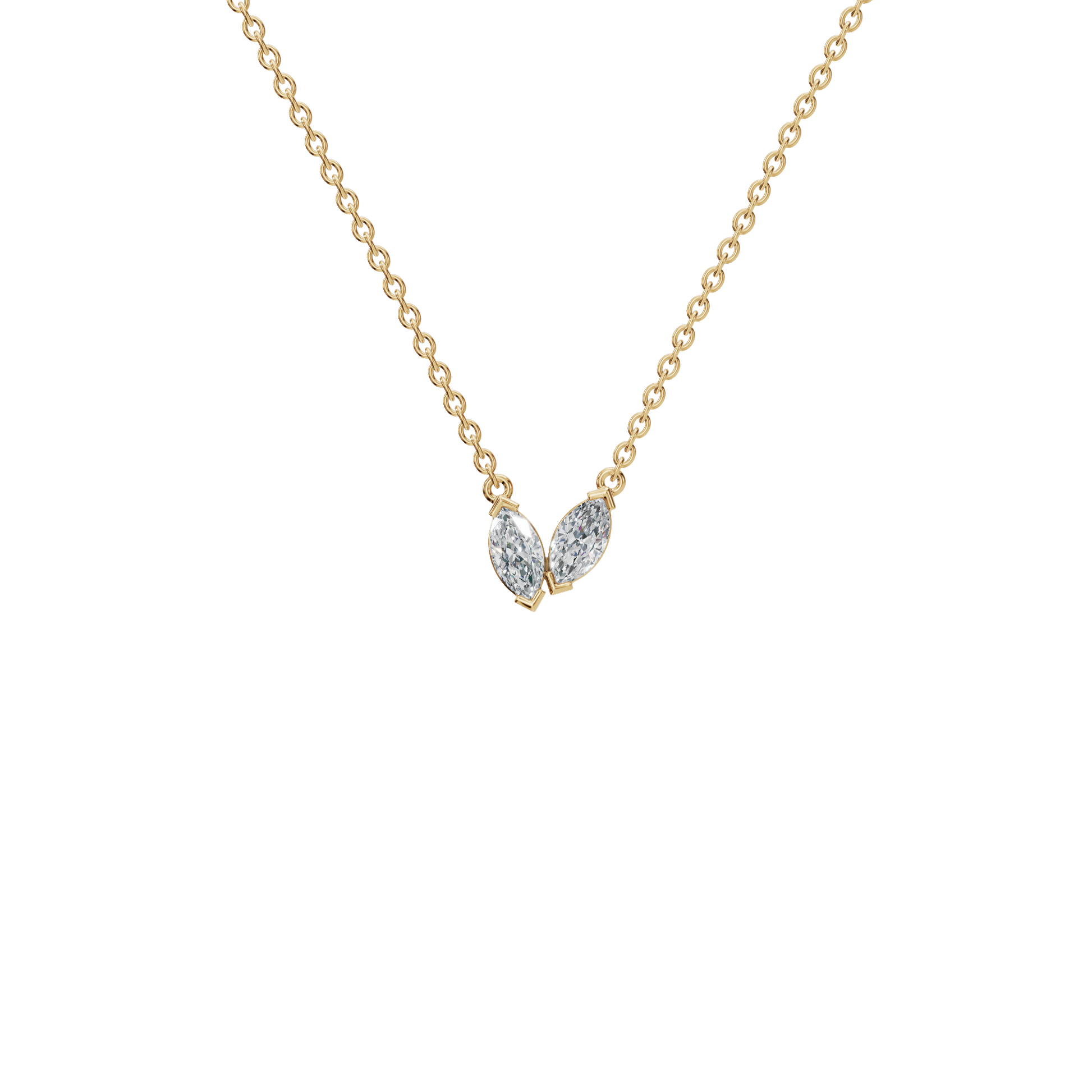 Twin Marquise Whisper Lab Grown Diamond Gold Pendant Necklace