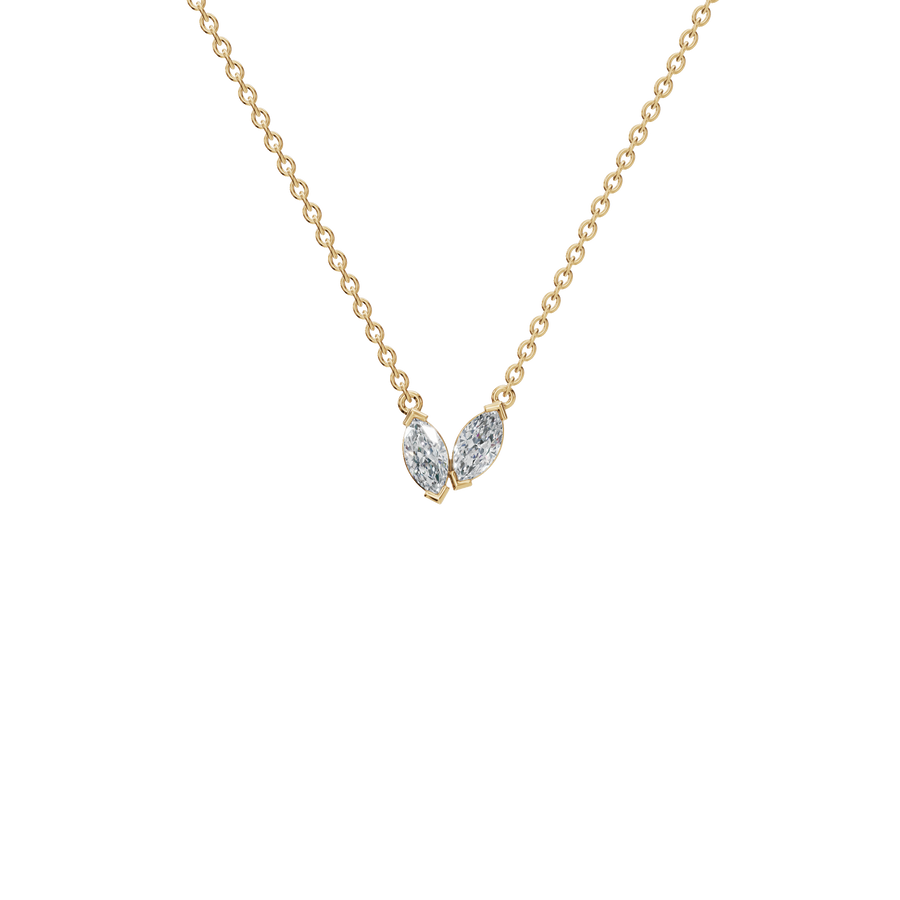 Classic Two Stone Marquise Cut Lab Grown Diamond V-Shape Drop Pendant