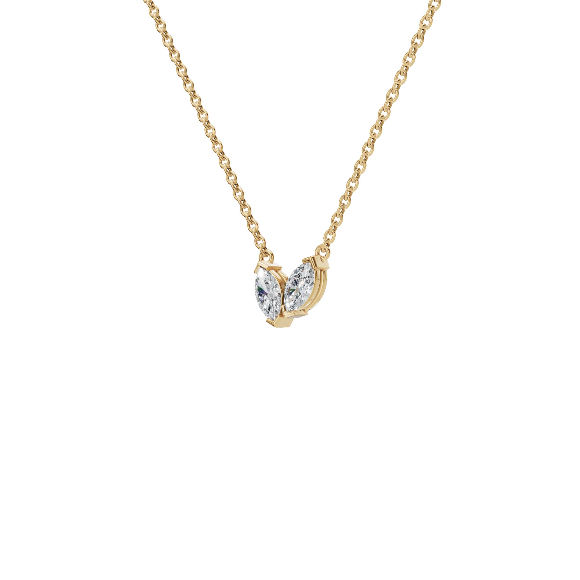 Twin Marquise Whisper Lab Grown Diamond Gold Pendant Necklace