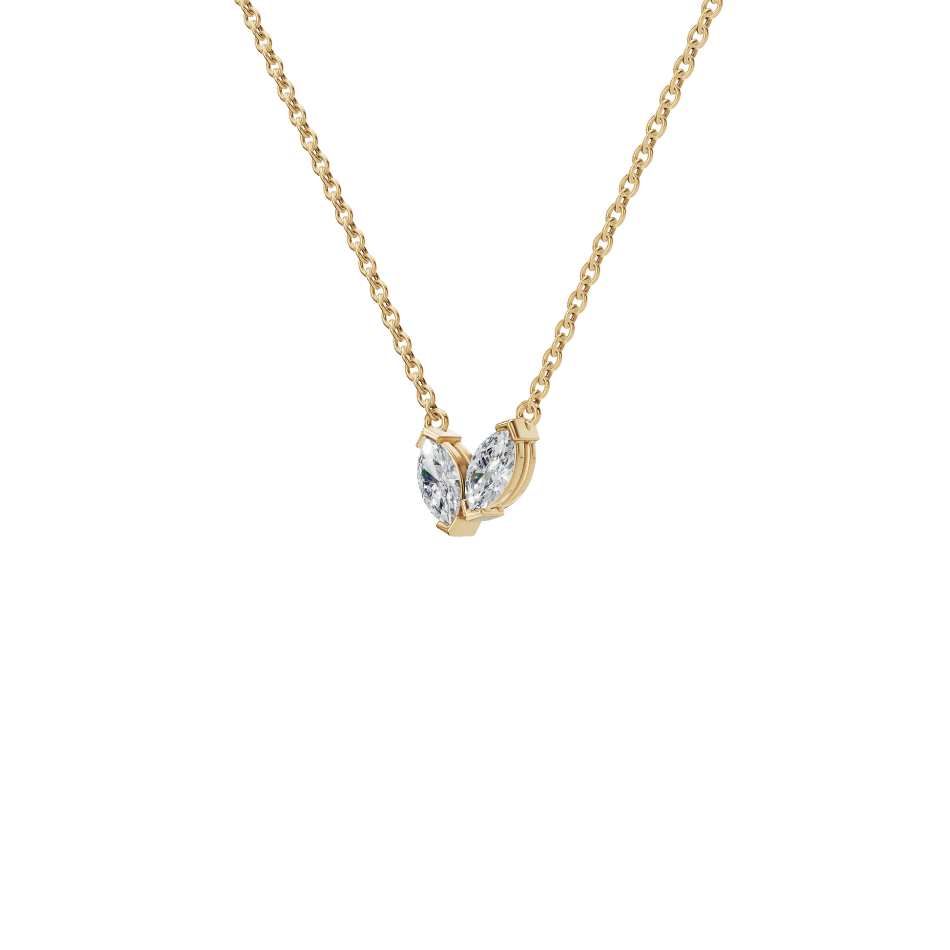 Twin Marquise Whisper Lab Grown Diamond Gold Pendant Necklace