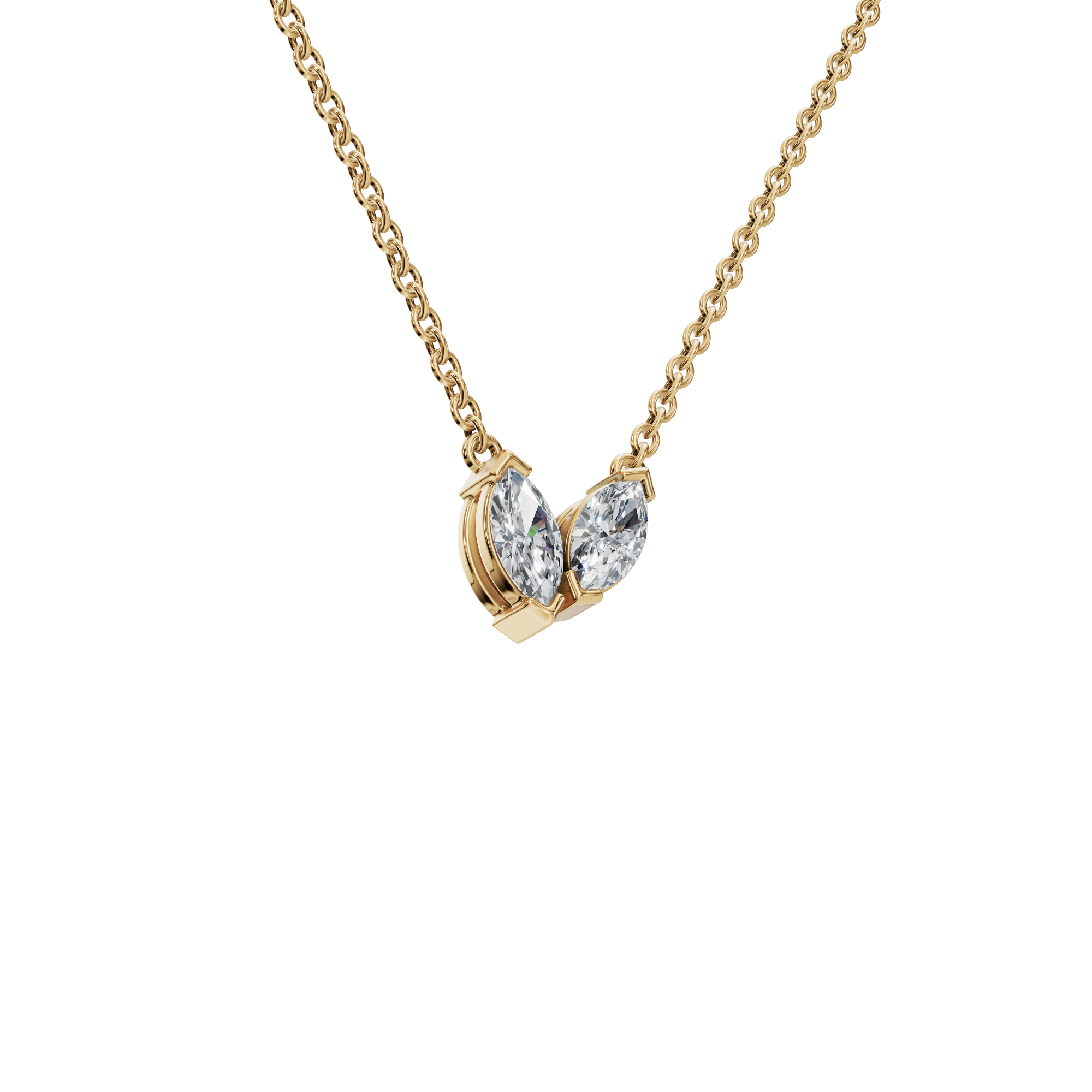 Twin Marquise Whisper Lab Grown Diamond Gold Pendant Necklace