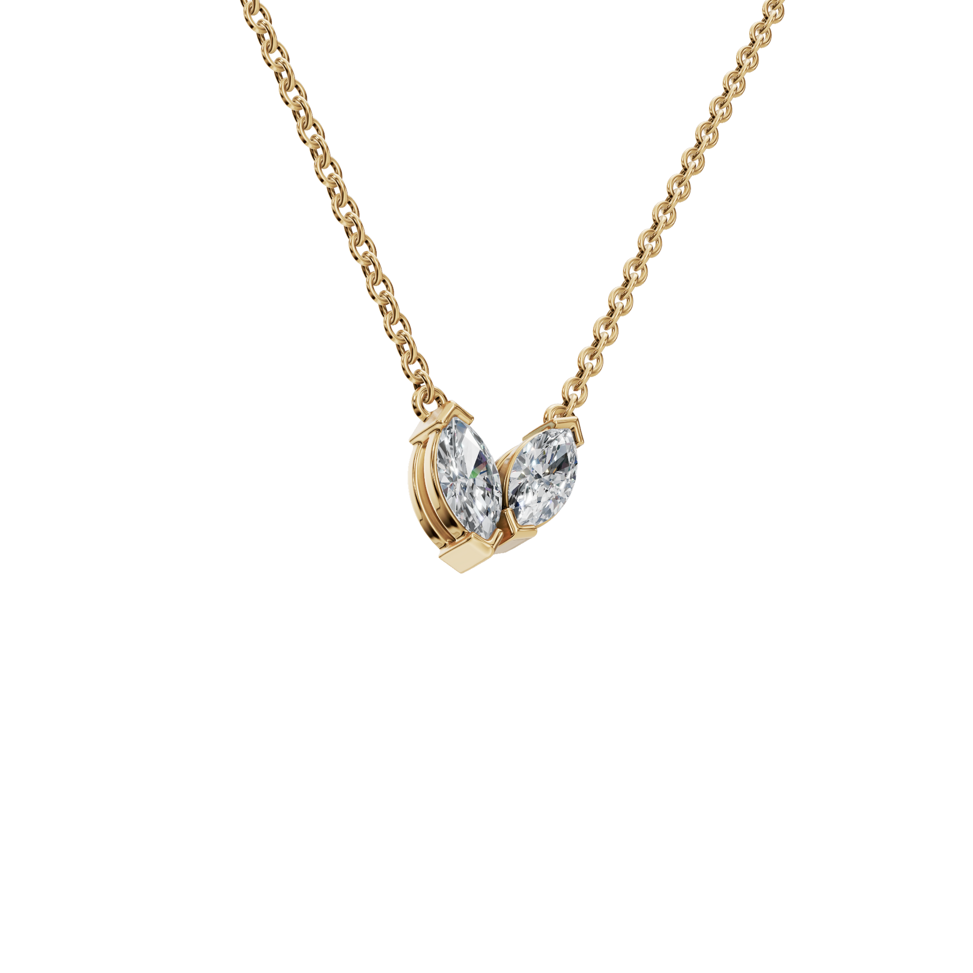 Twin Marquise Whisper Lab Grown Diamond Gold Pendant Necklace