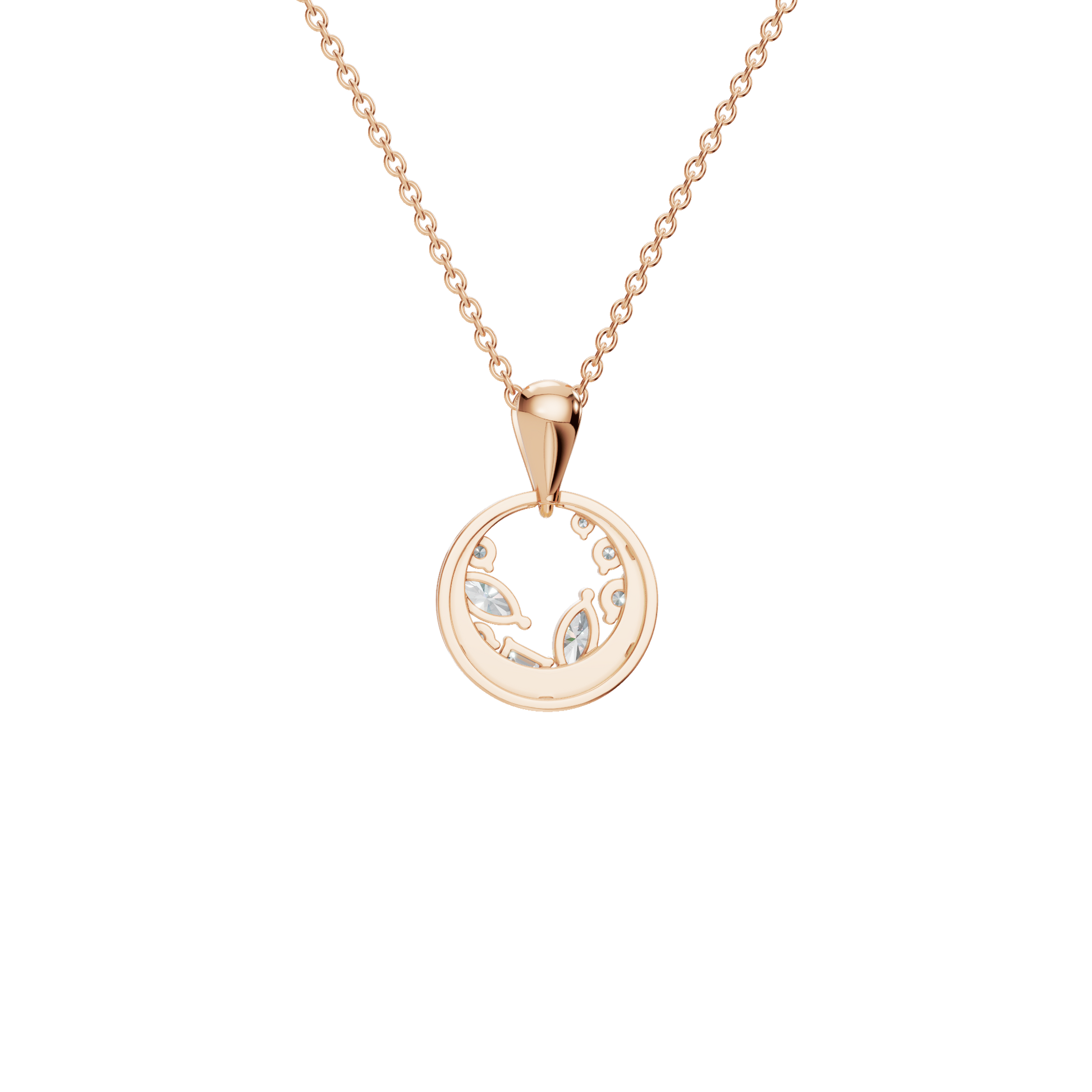 0.47Ctw Multi Shape Diamond Circle Solid Gold Pendant Necklace
