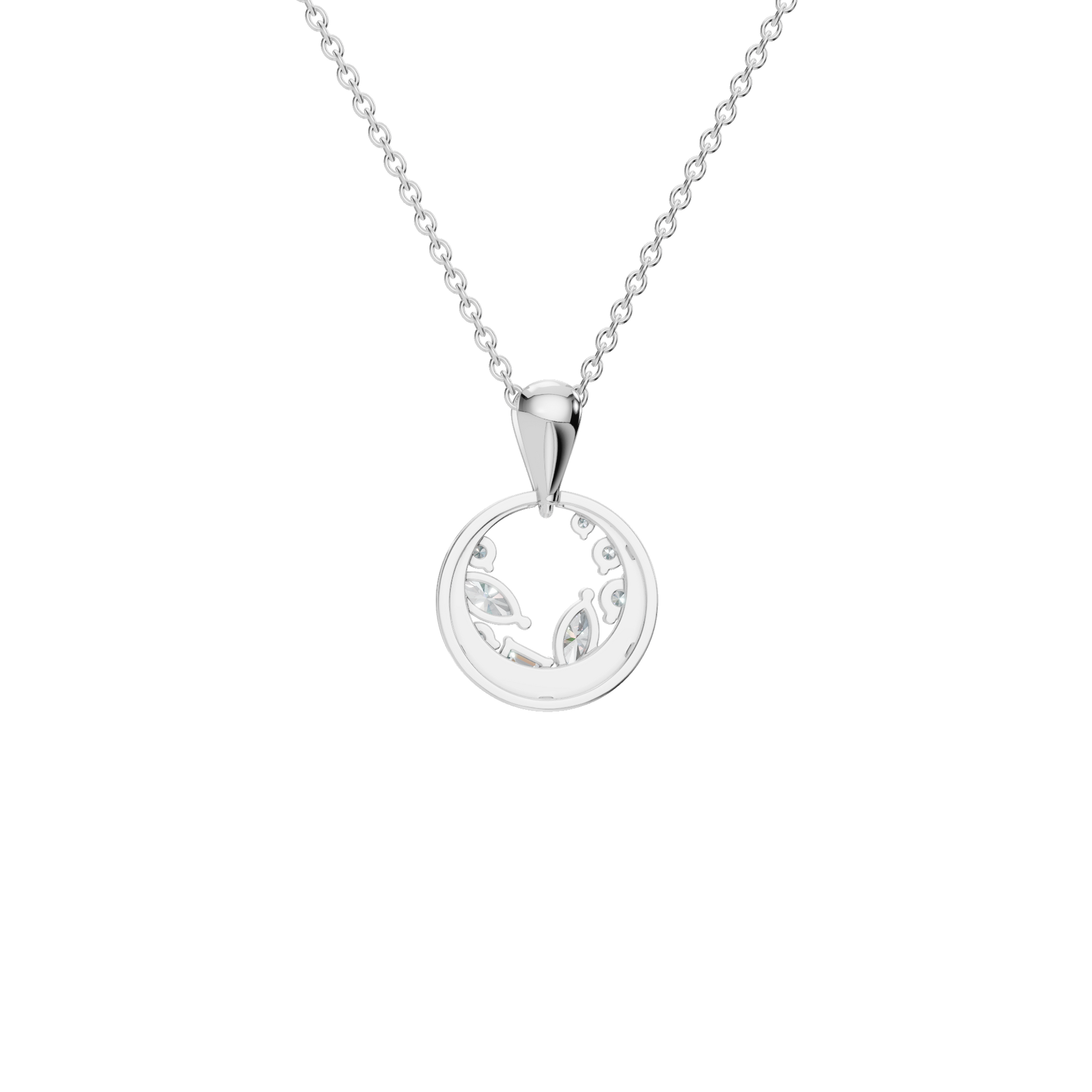 0.47Ctw Multi Shape Diamond Circle Solid Gold Pendant Necklace