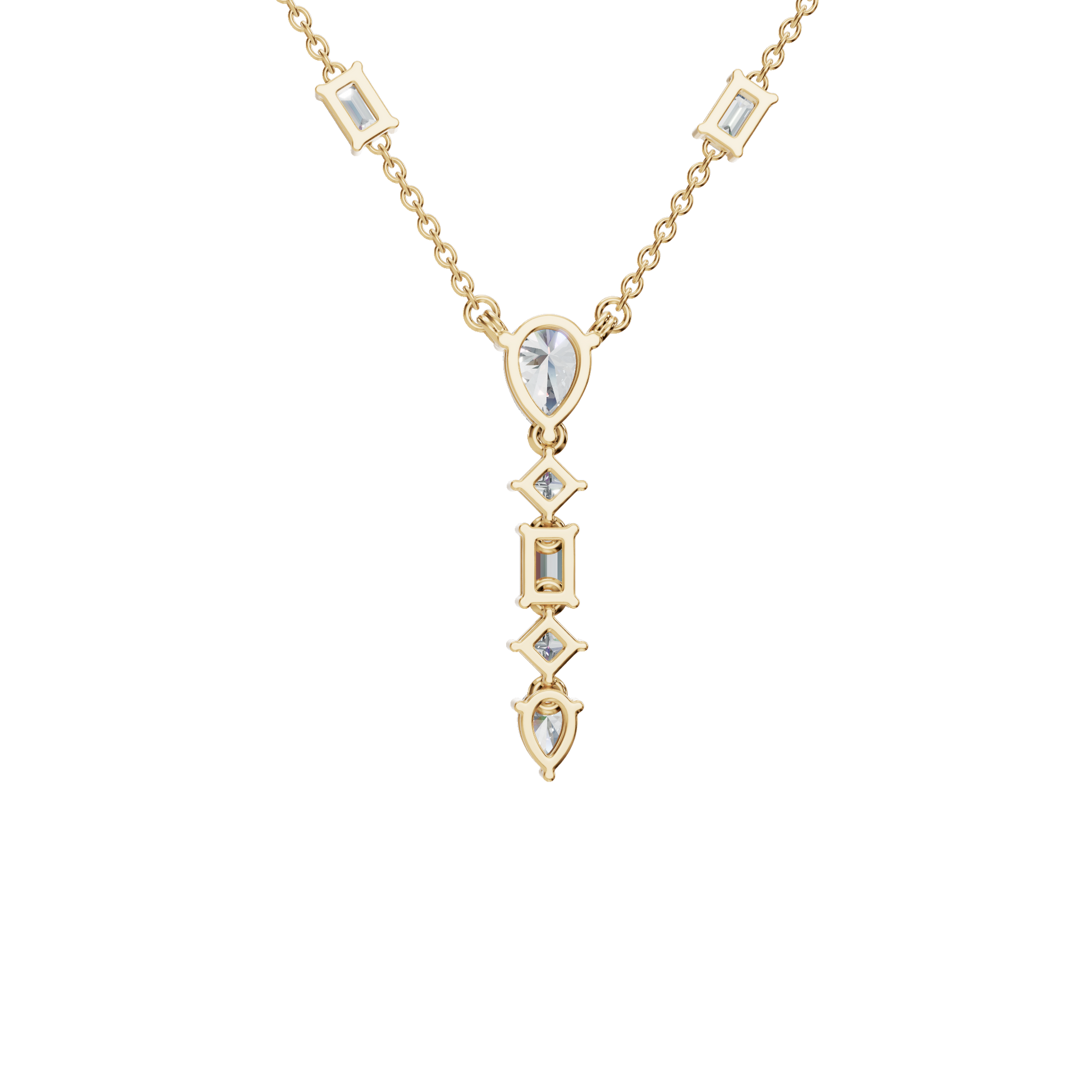 2.80Ctw Fine Jewelry Pear, Emerald & Princess Cut Diamond Dangle Necklace