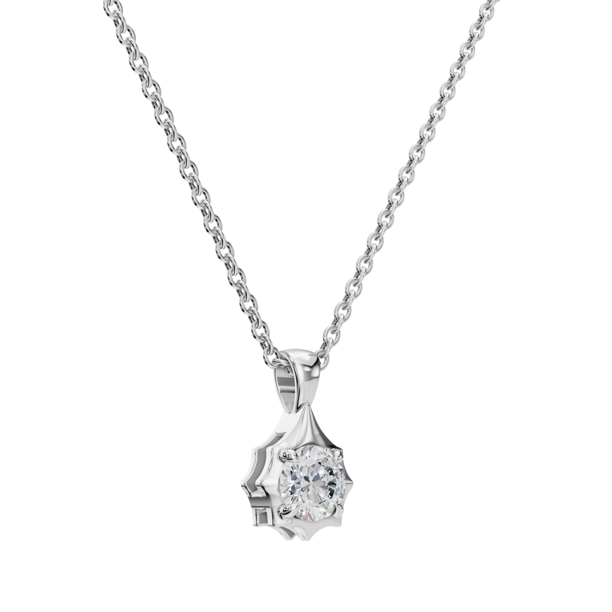 1Ctw Signature Round Cut Diamond Solitaire Pendant Necklace