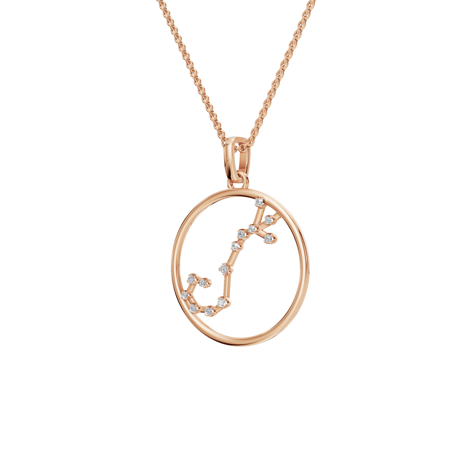 Personalized Zodiac Diamond Charm Necklace – Elegant Gold Holiday Gift for Her