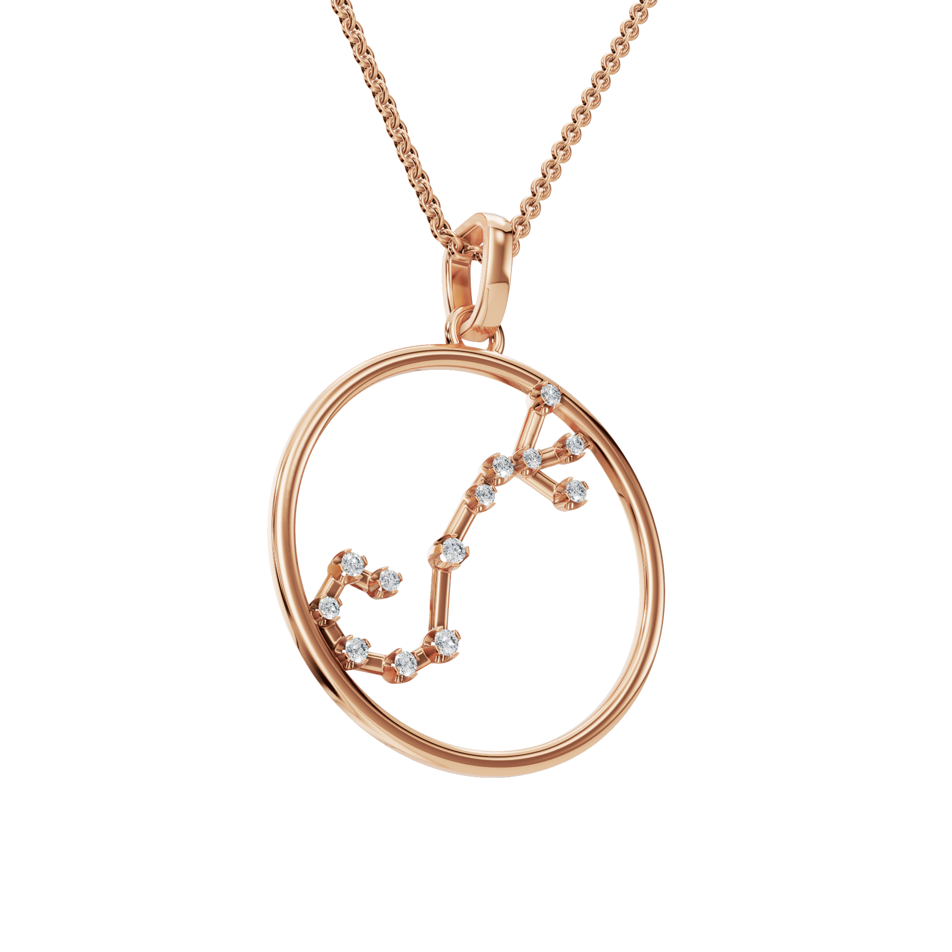 Personalized Zodiac Diamond Charm Necklace – Elegant Gold Holiday Gift for Her