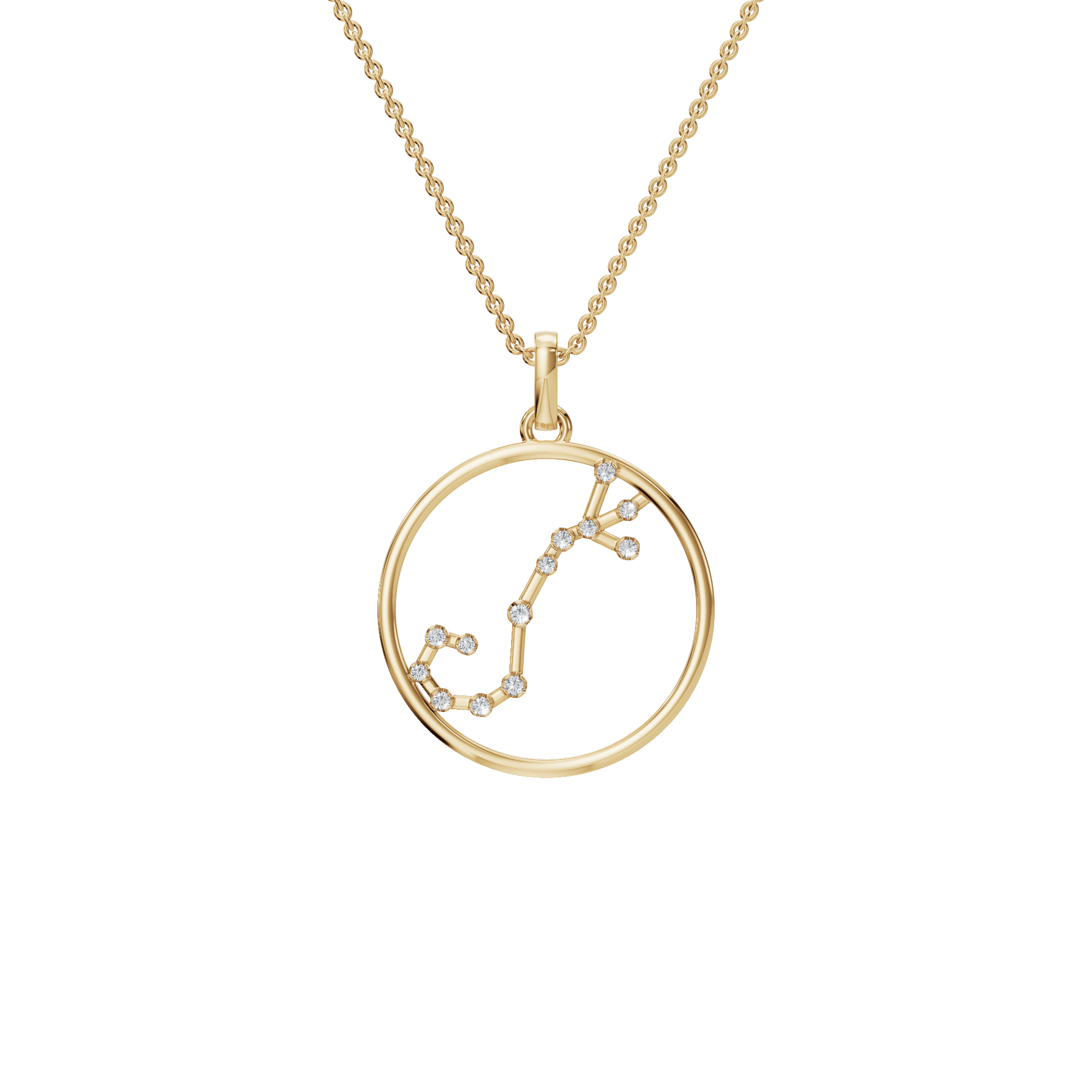 Personalized Zodiac Diamond Charm Necklace – Elegant Gold Holiday Gift for Her