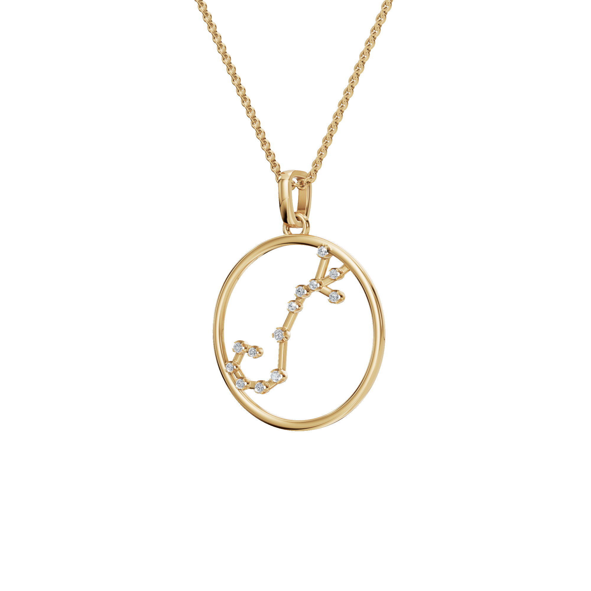 Personalized Zodiac Diamond Charm Necklace – Elegant Gold Holiday Gift for Her