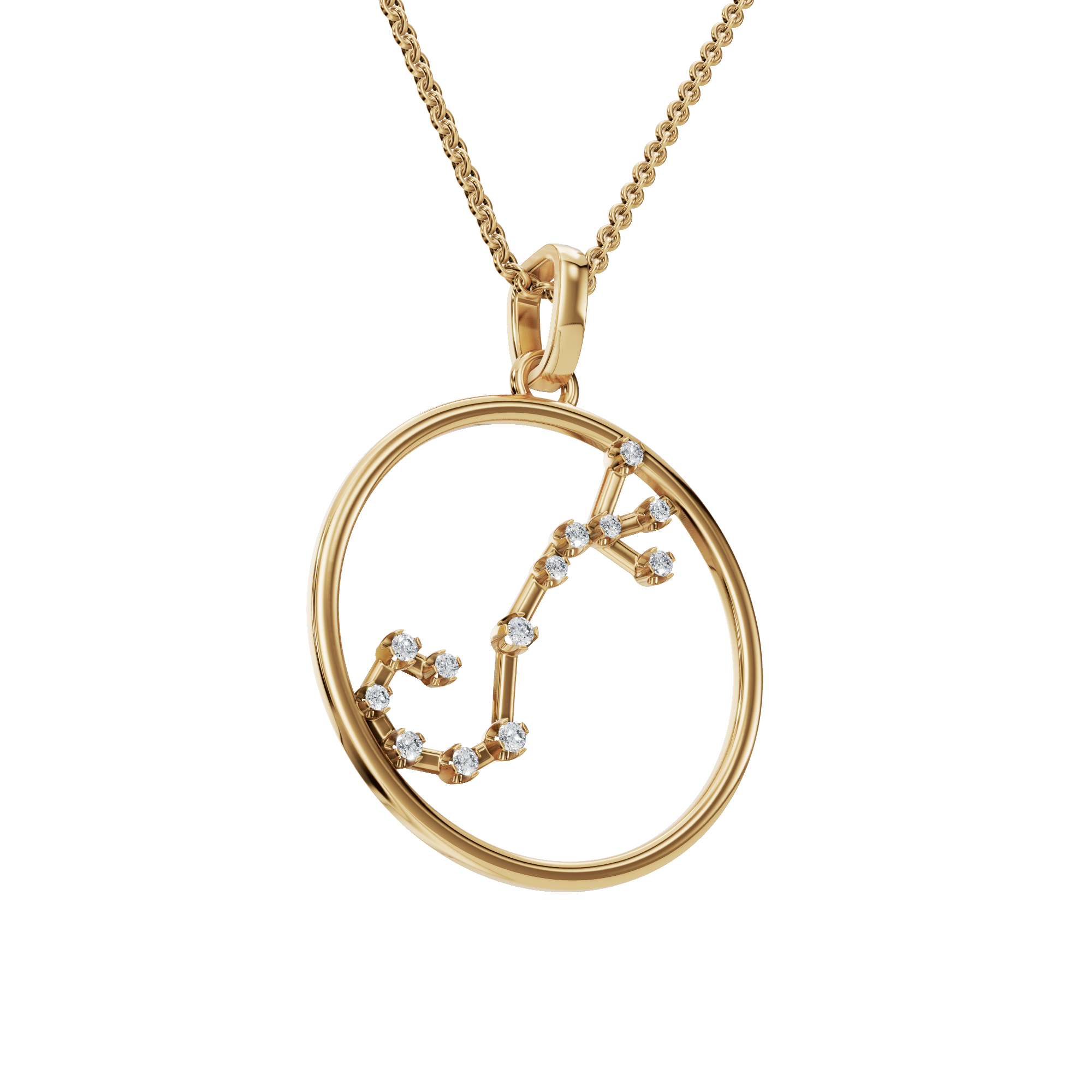 Personalized Zodiac Diamond Charm Necklace – Elegant Gold Holiday Gift for Her