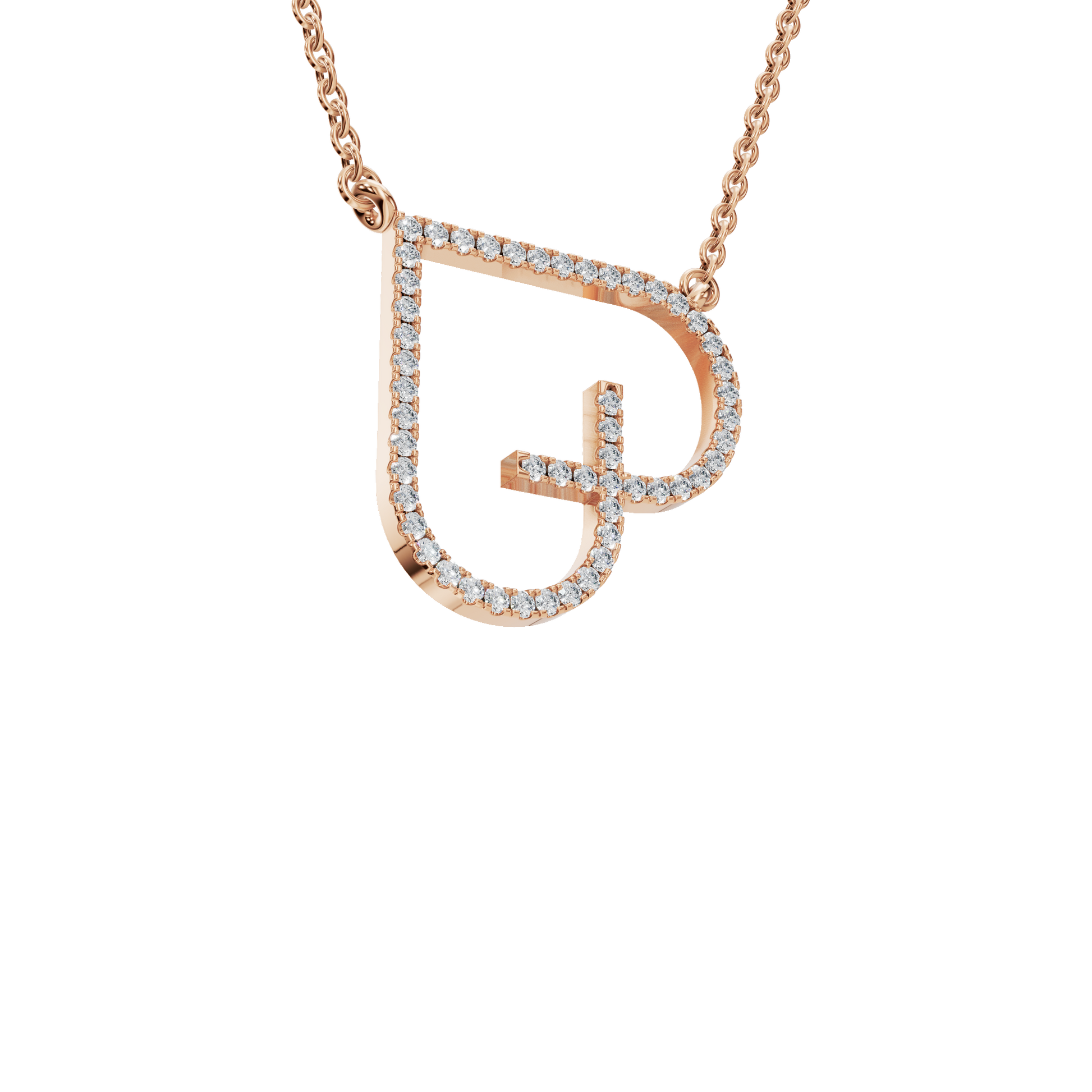 Dazzling Letter Heart Pendant – Modern Gold Diamond Necklace for Summer Festivals