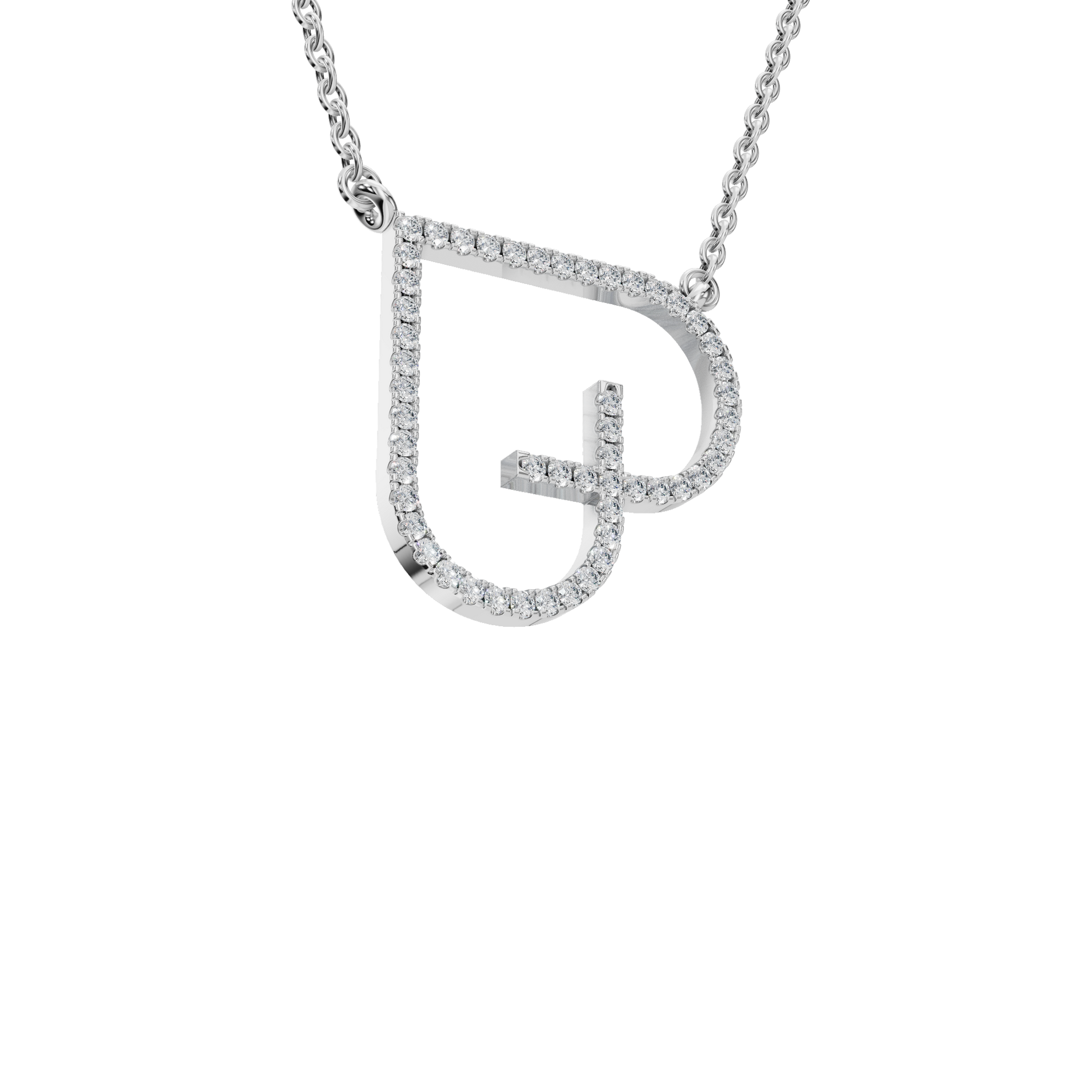 Dazzling Letter Heart Pendant – Modern Gold Diamond Necklace for Summer Festivals