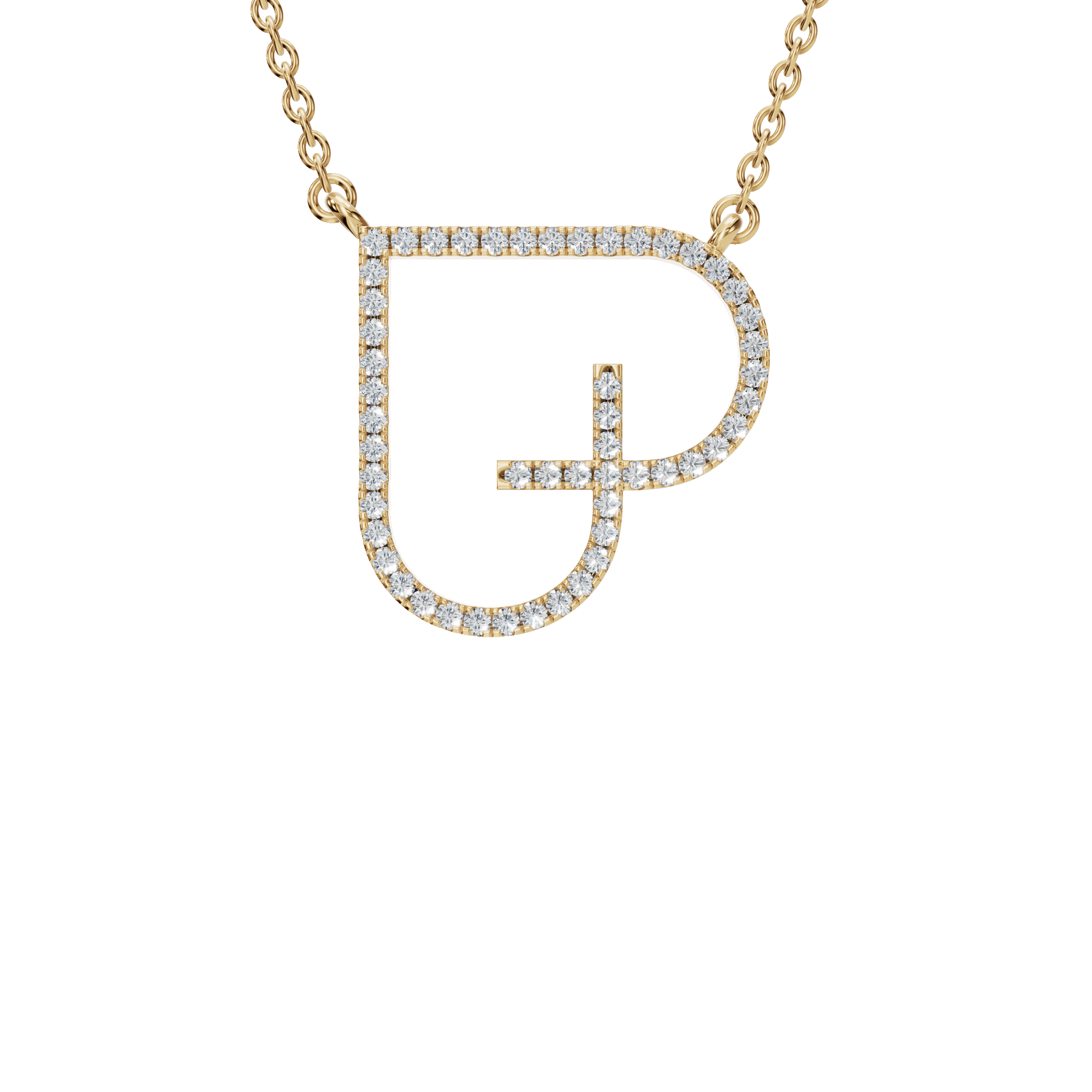 Dazzling Letter Heart Pendant – Modern Gold Diamond Necklace for Summer Festivals