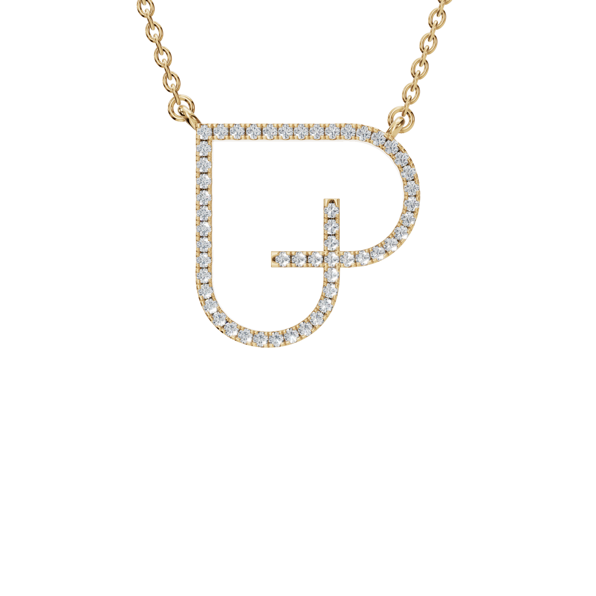 Dazzling Letter Heart Pendant – Modern Gold Diamond Necklace for Summer Festivals