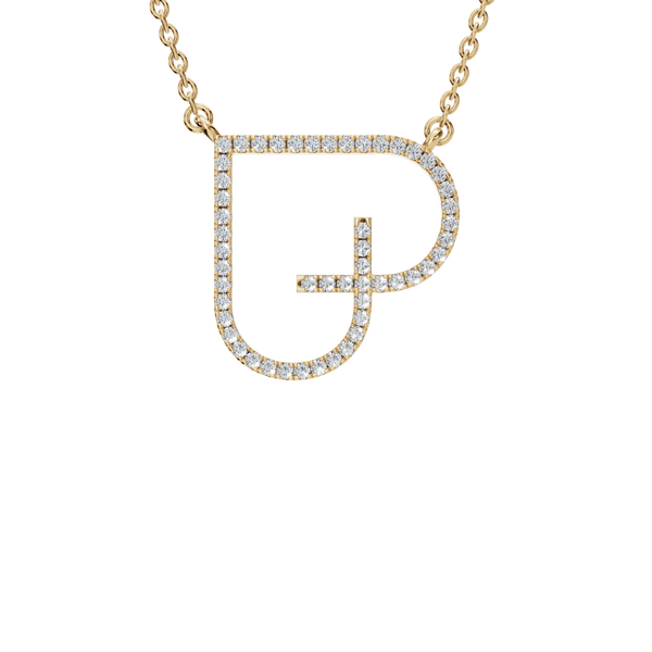 0.19ctw Round Diamond Statement Initial Pendant Necklace